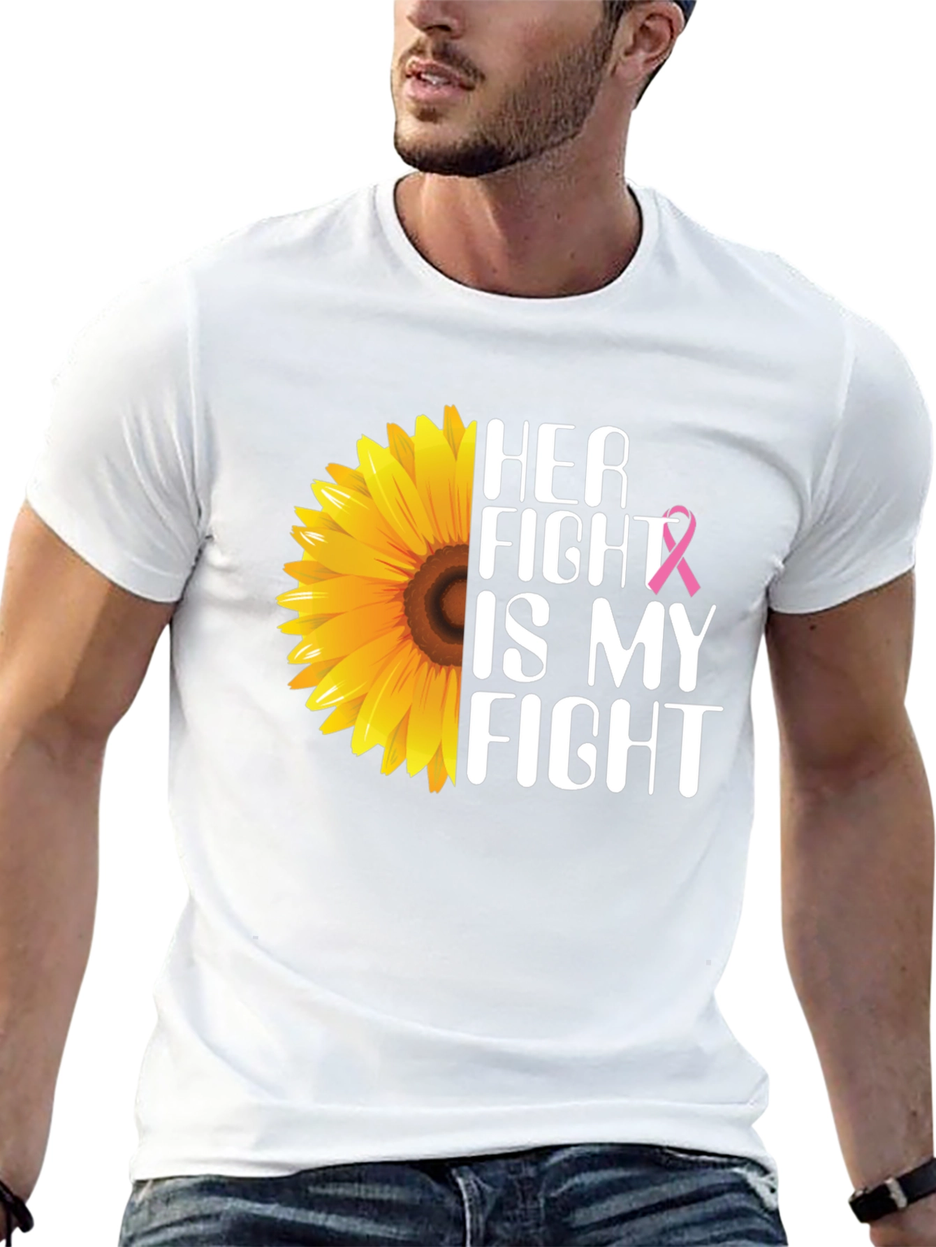 Her Fight is My Fight Breast Cancer Sunflower T-Shirt