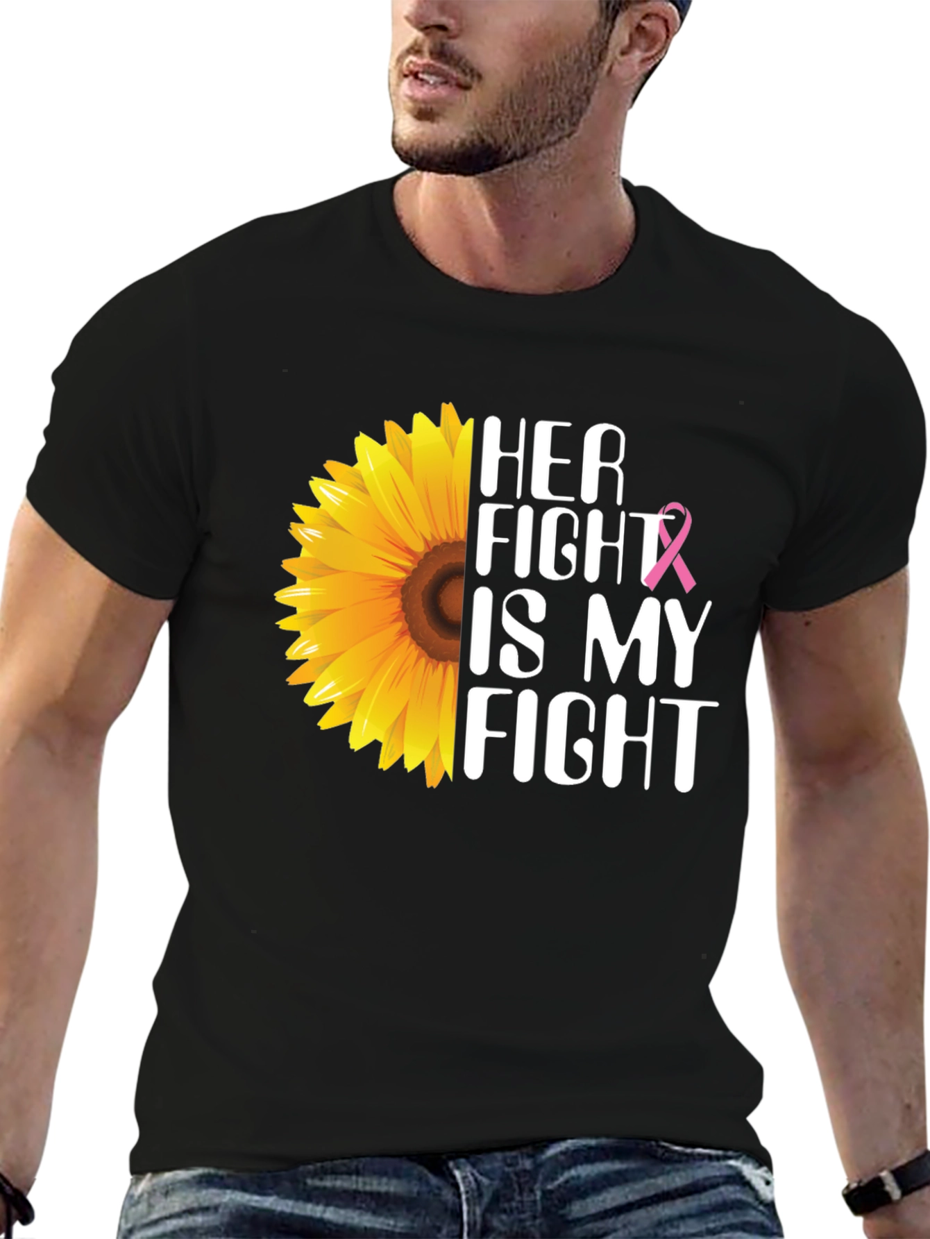 Her Fight is My Fight Breast Cancer Sunflower T-Shirt