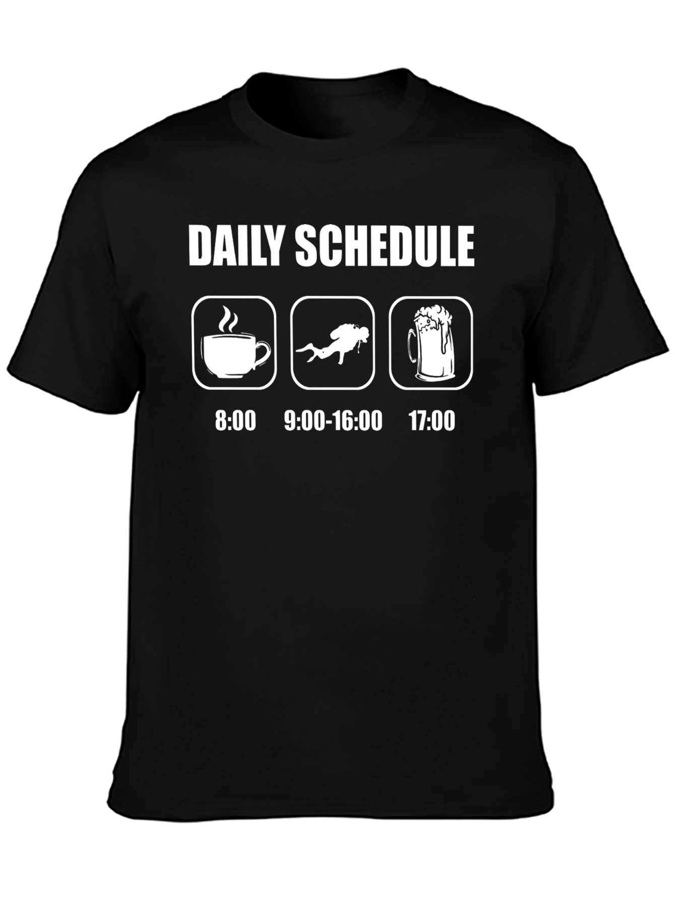 Divers Daily Schedule T-Shirt - Coffee Dive Beer