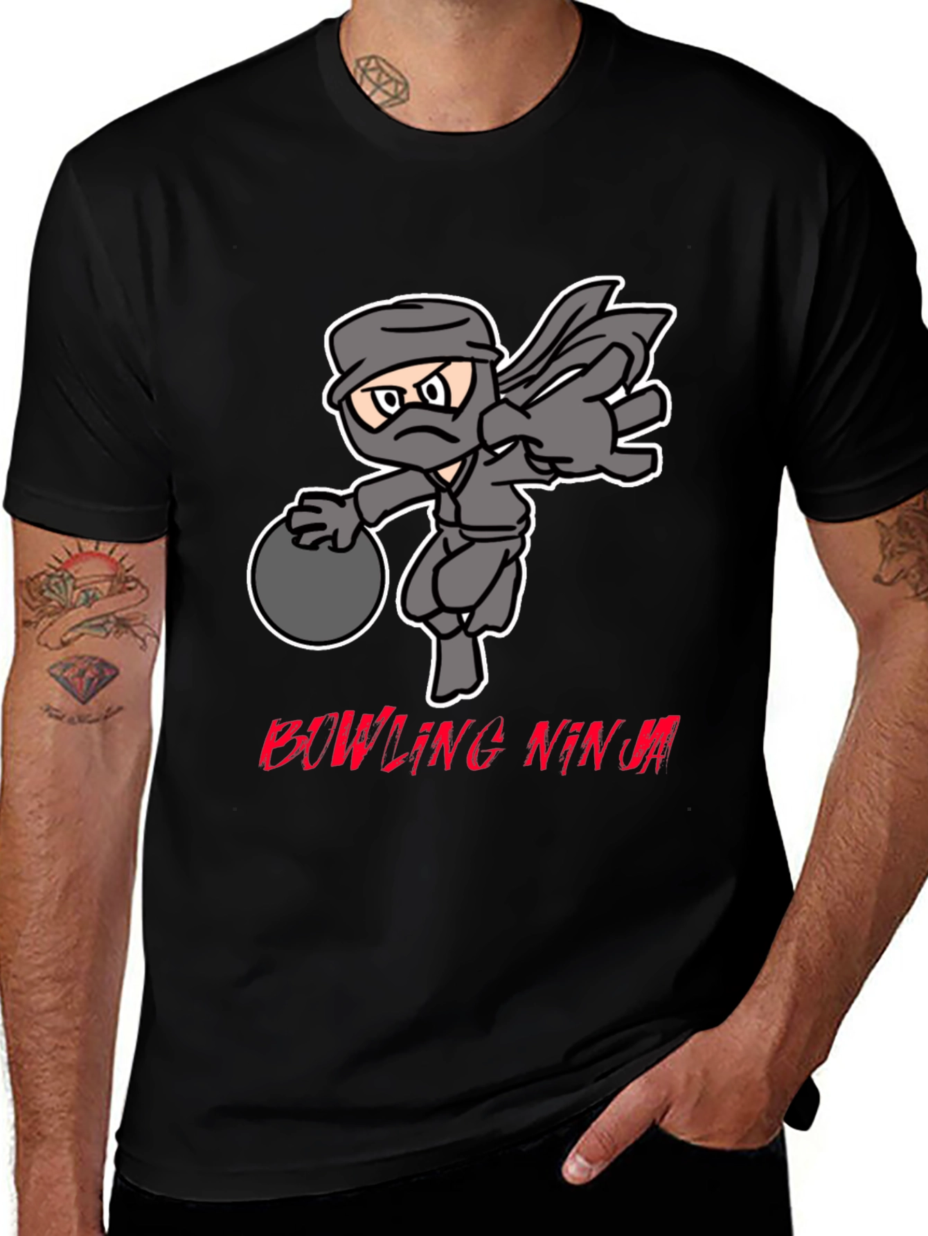 Bowling Ninja Graphic Tee - Strike with Stealth!