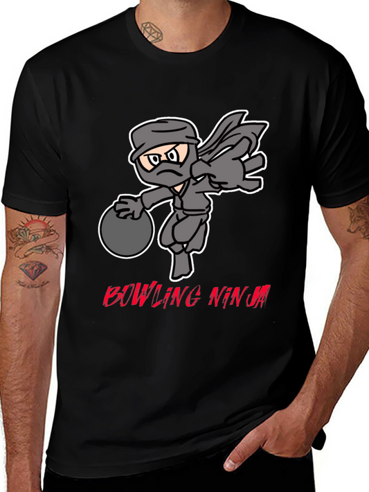 Bowling Ninja Graphic Tee - Strike with Stealth!