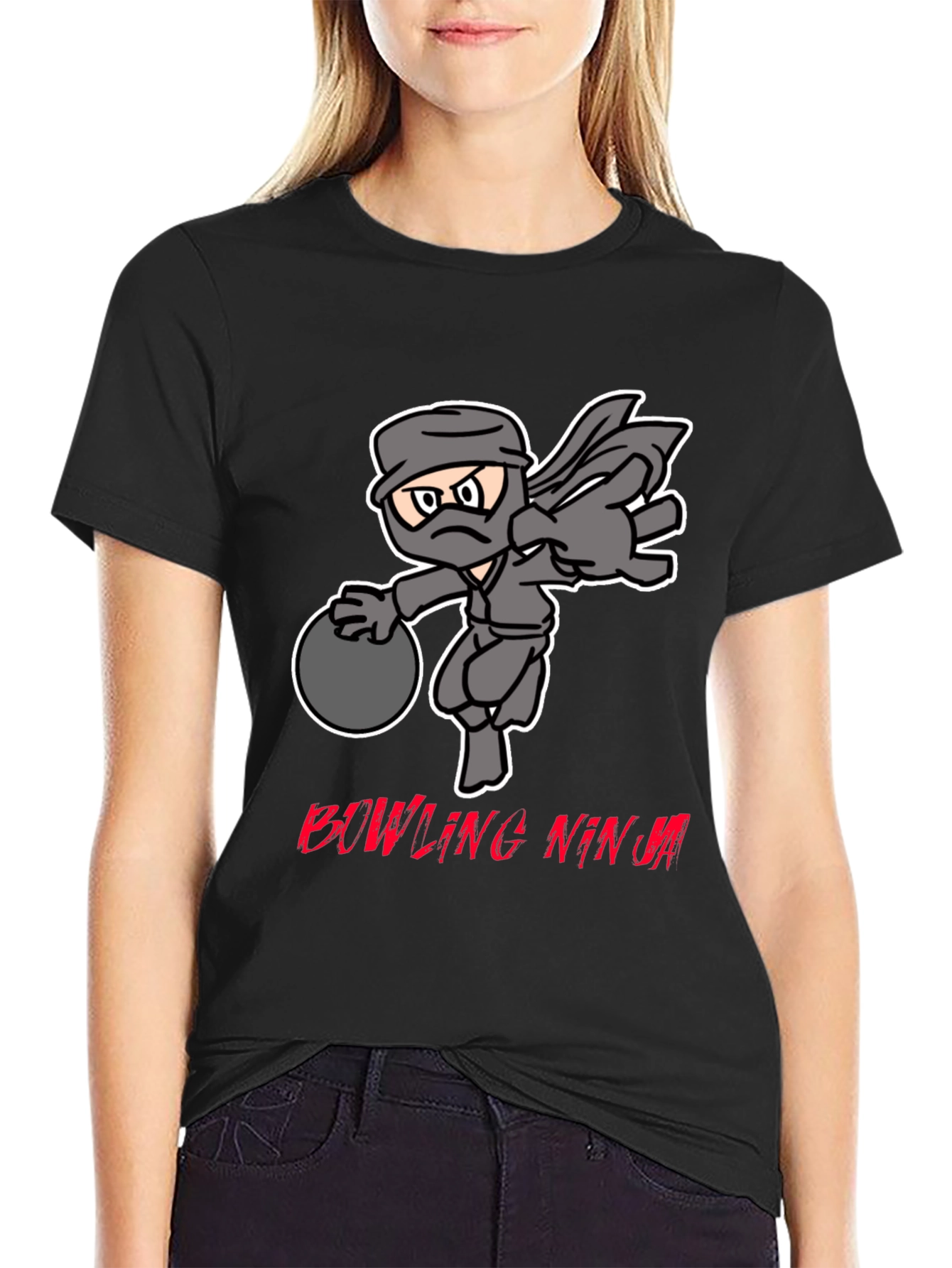 Bowling Ninja Graphic Tee - Strike with Stealth!