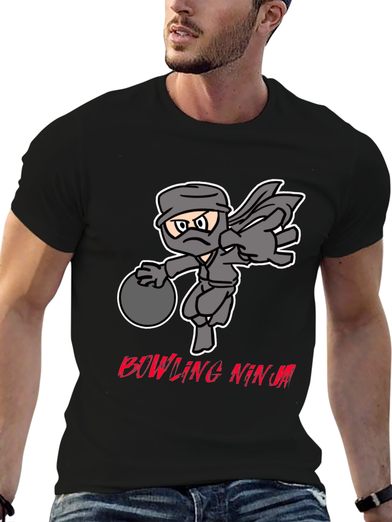 Bowling Ninja Graphic Tee - Strike with Stealth!