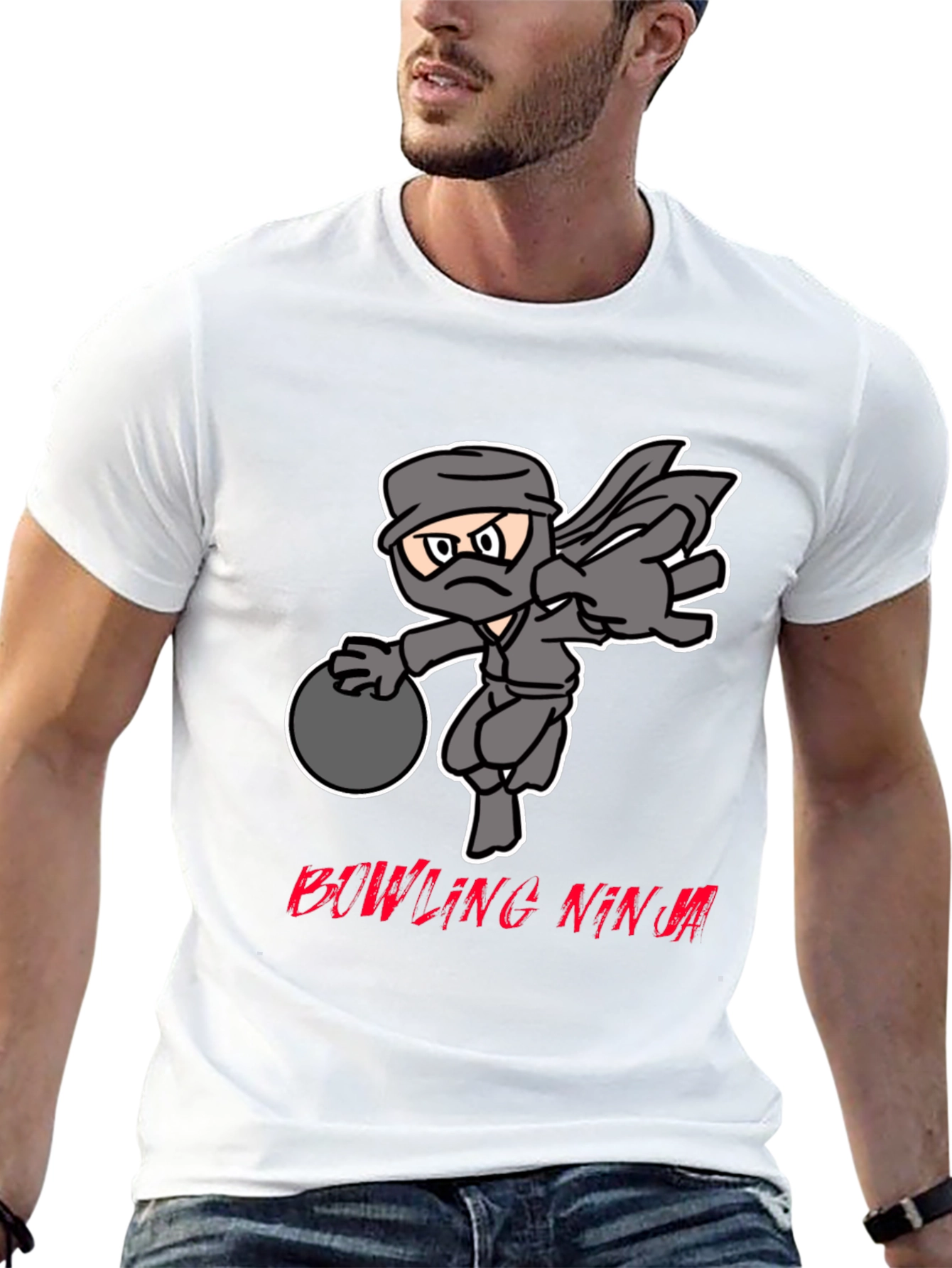 Bowling Ninja Graphic Tee - Strike with Stealth!