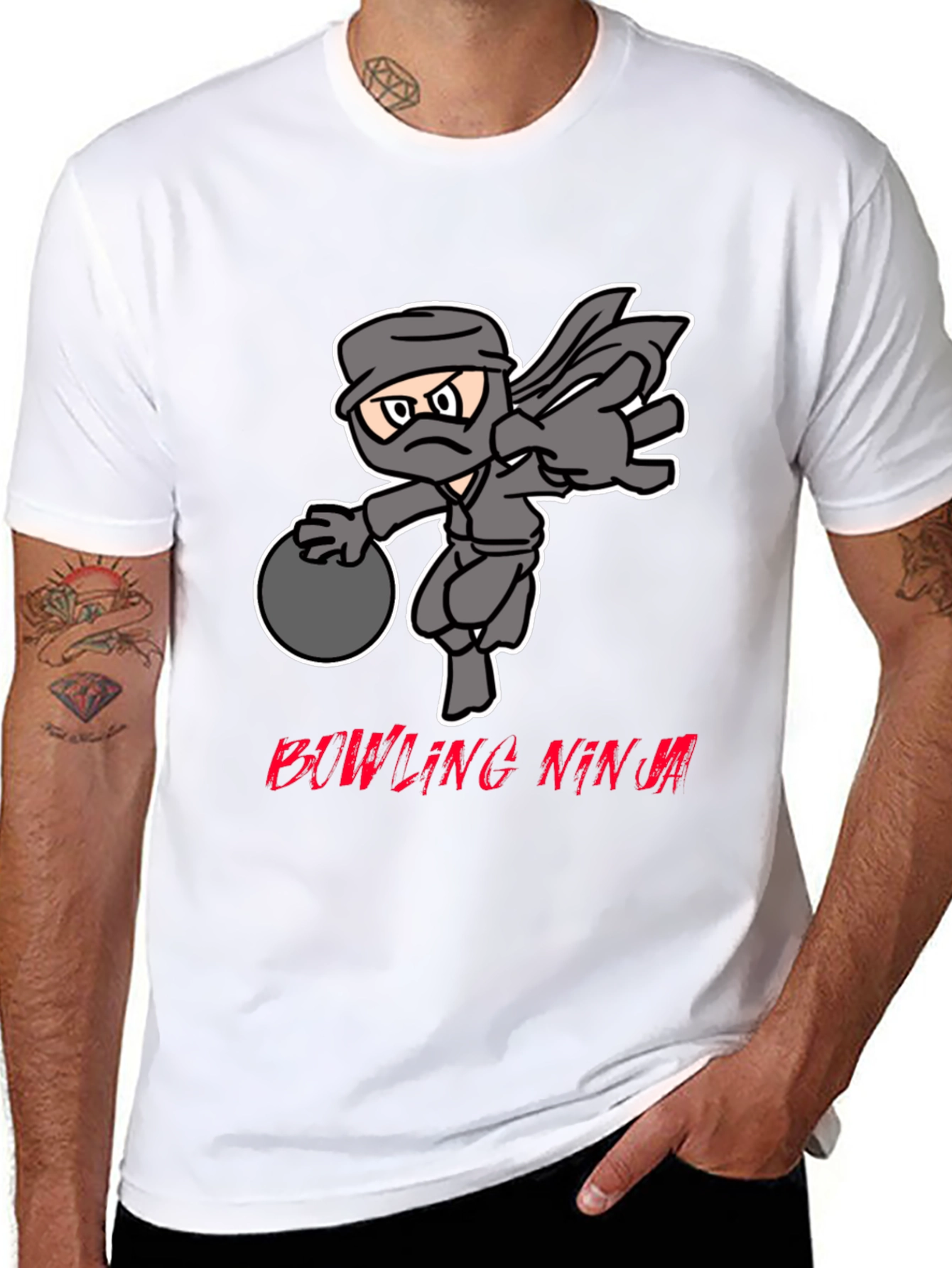 Bowling Ninja Graphic Tee - Strike with Stealth!