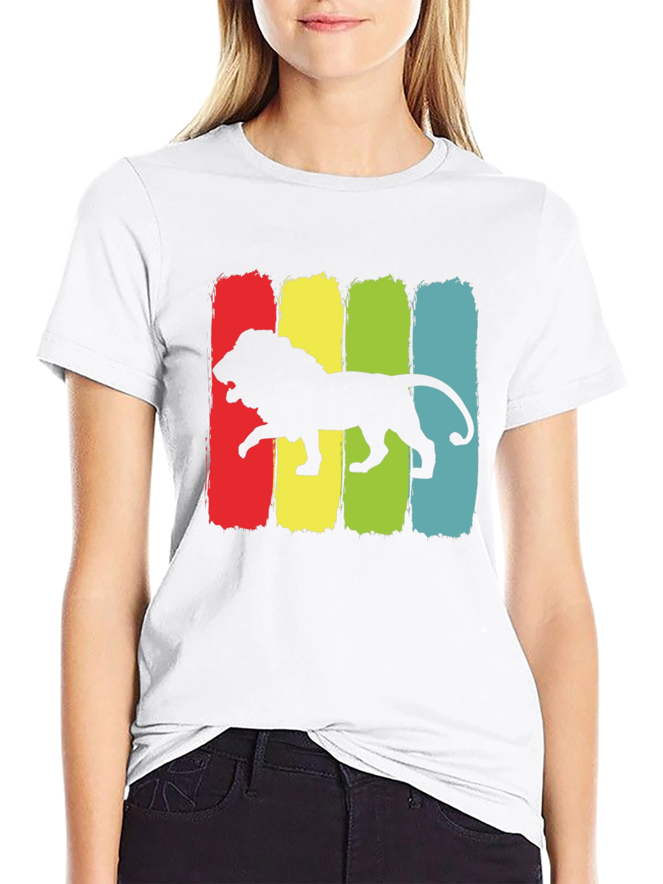 Retro Lion Graphic Tee - Black Cotton T-Shirt