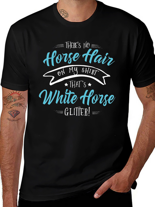 Horse Hair White Horse Glitter T-Shirt
