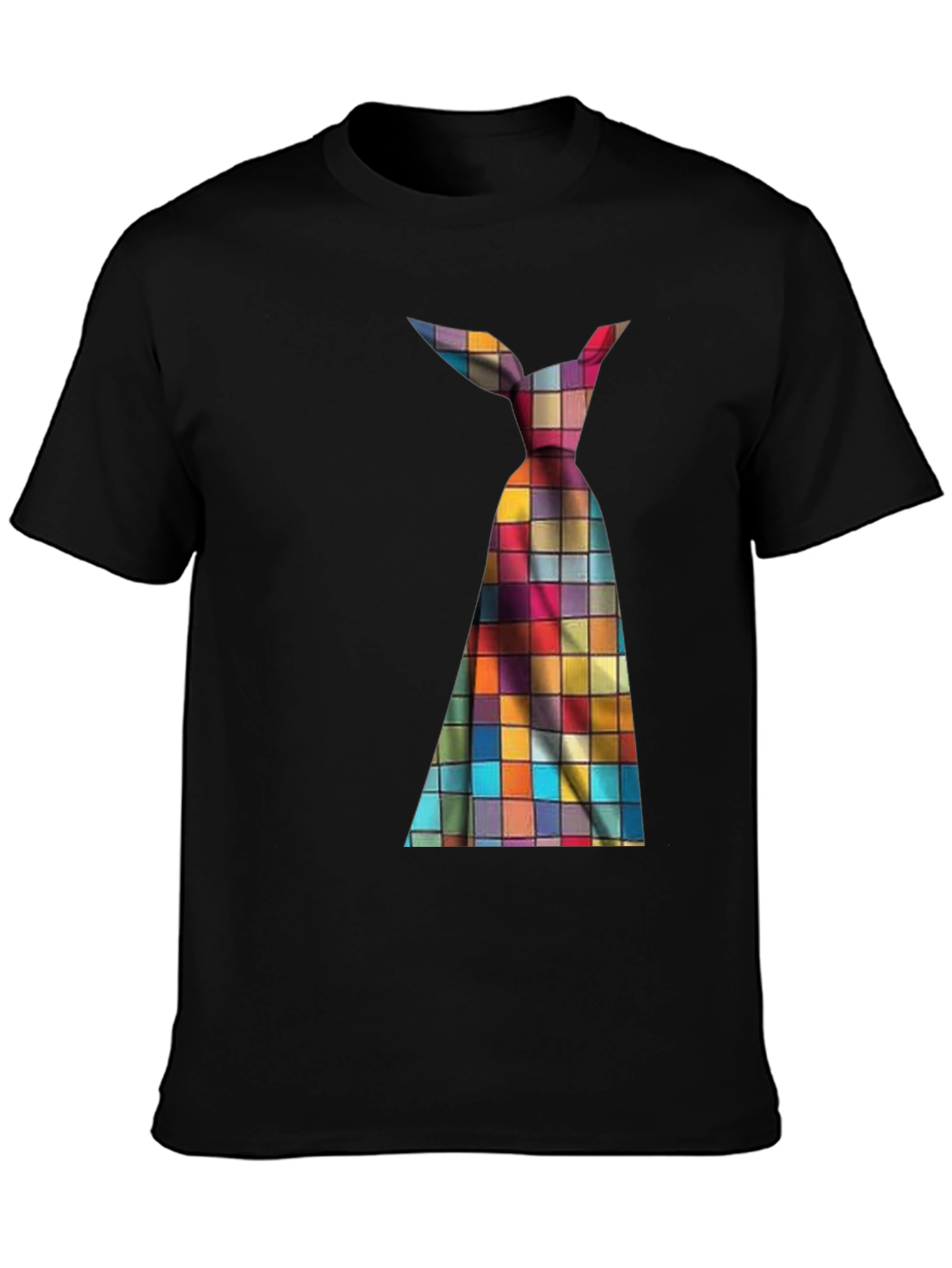 Mens Novelty Checkered Tie Graphic Tee