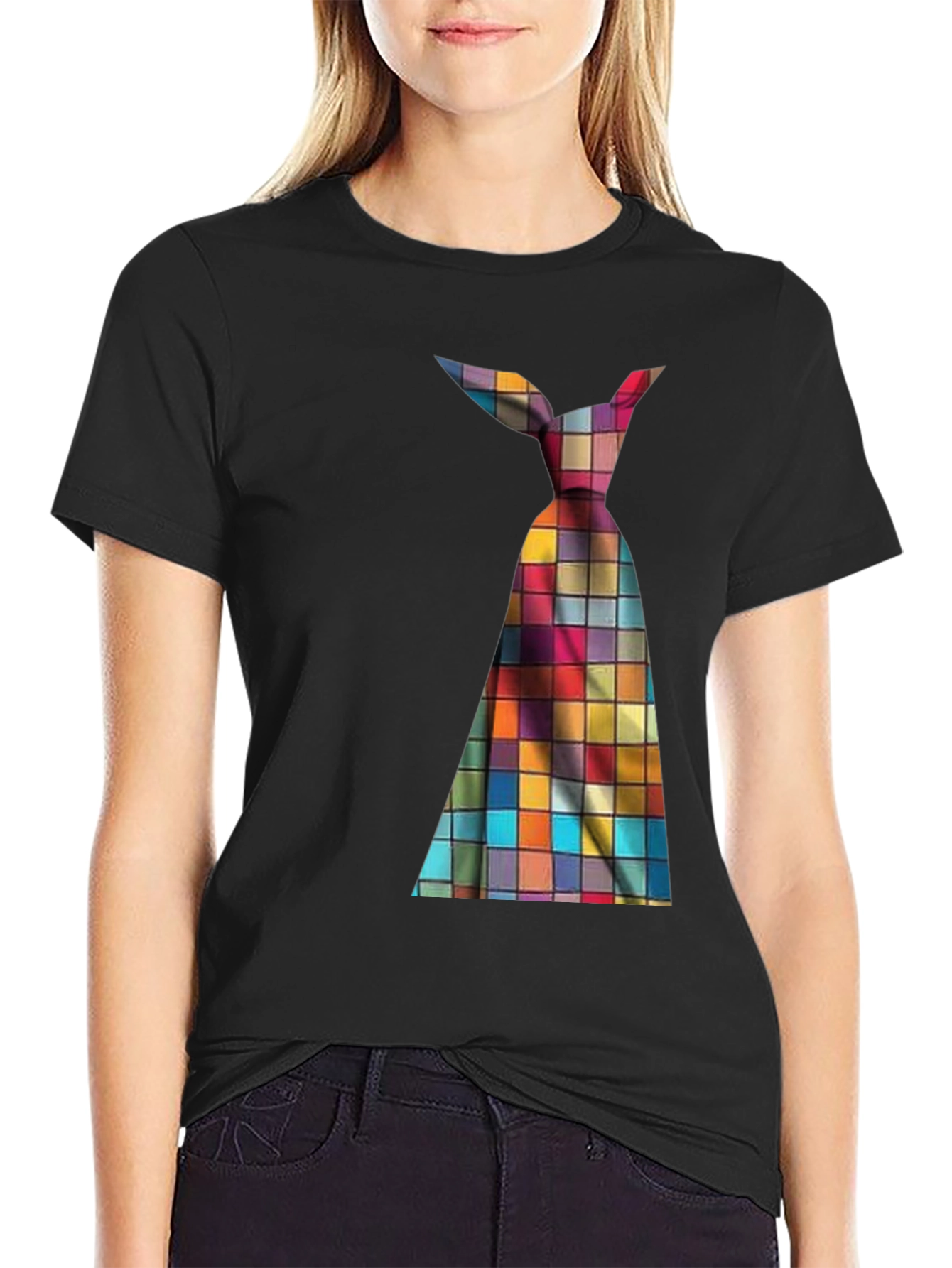 Mens Novelty Checkered Tie Graphic Tee