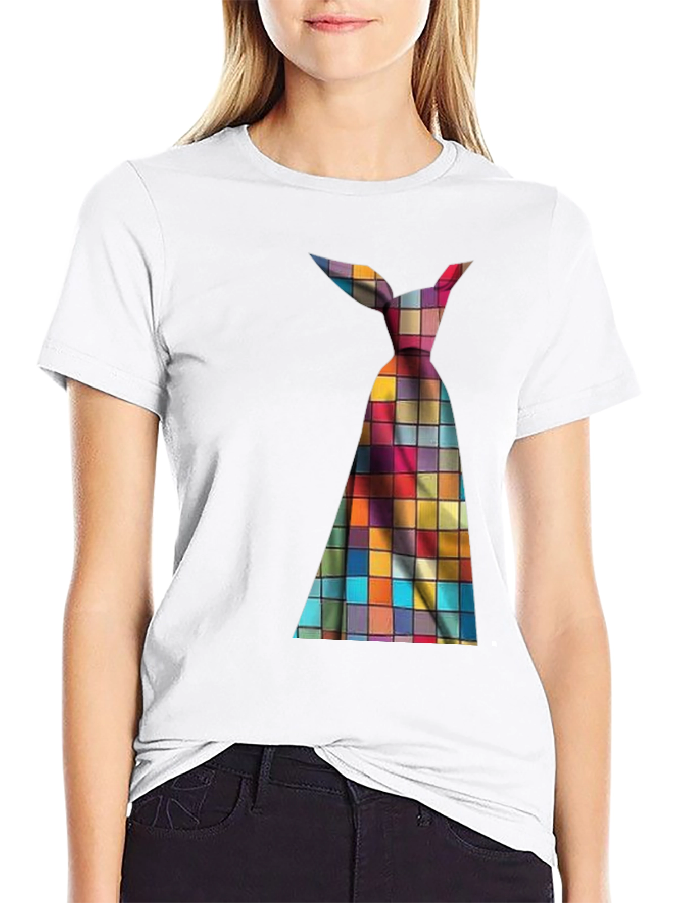 Mens Novelty Checkered Tie Graphic Tee