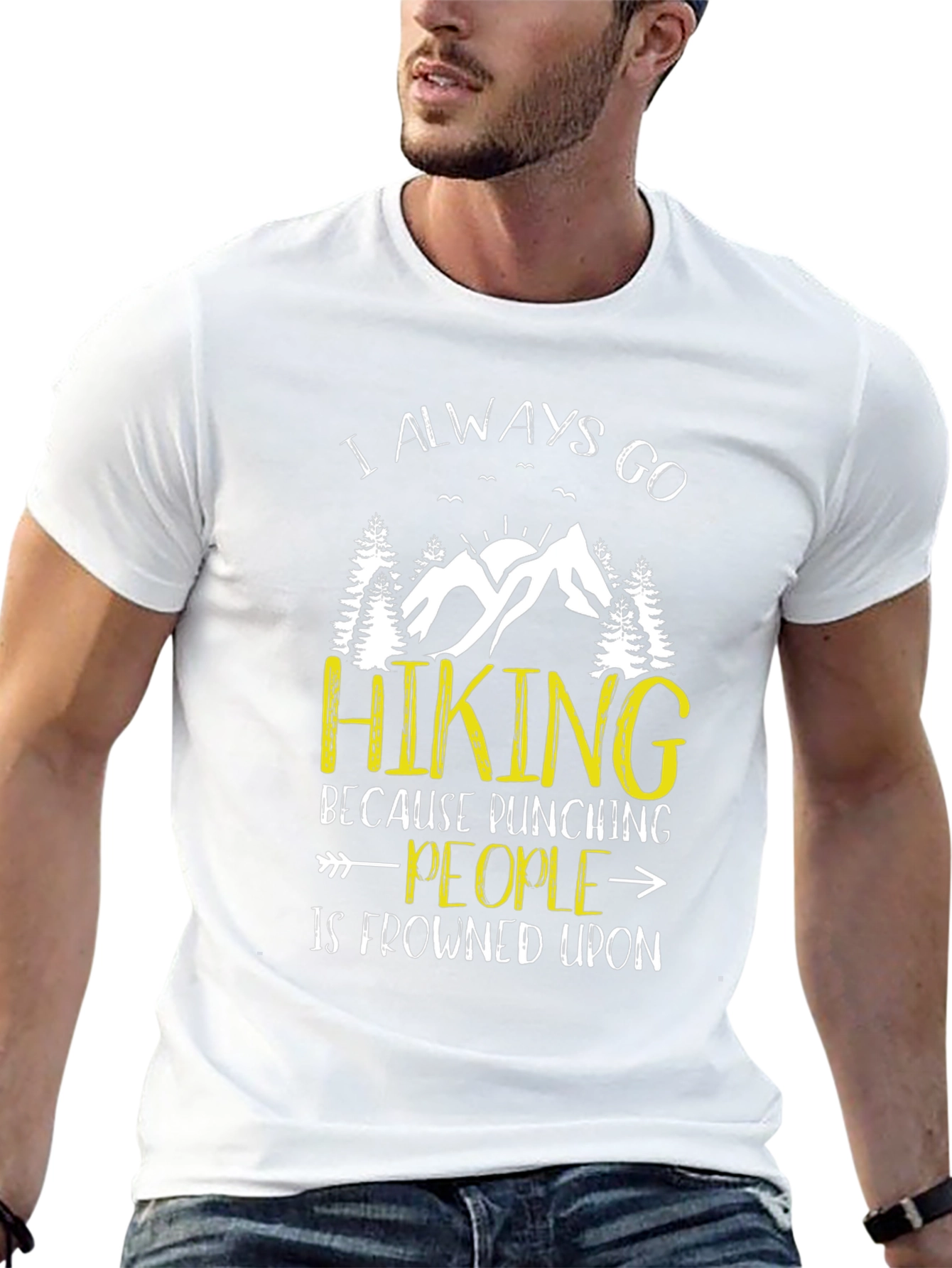 Funny Hiking T-Shirt - Punching People Frowned Upon