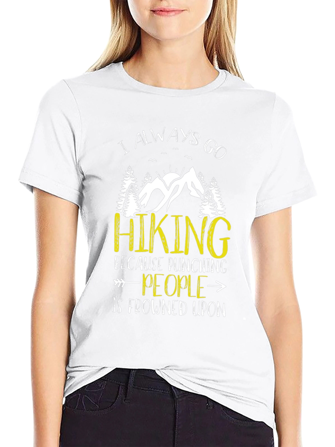 Funny Hiking T-Shirt - Punching People Frowned Upon