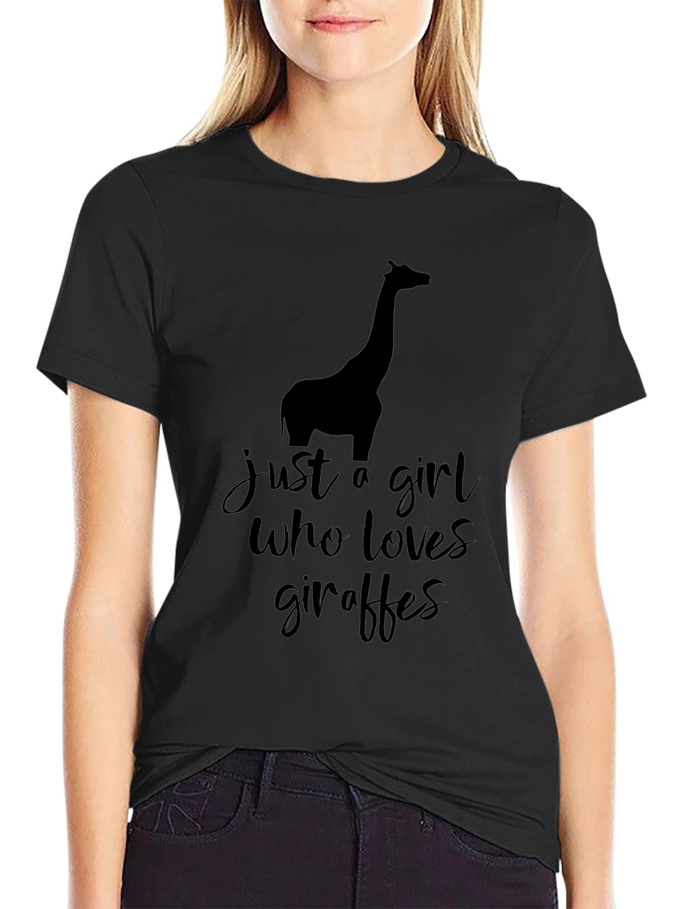 Giraffe Lovers Black Graphic T-Shirt