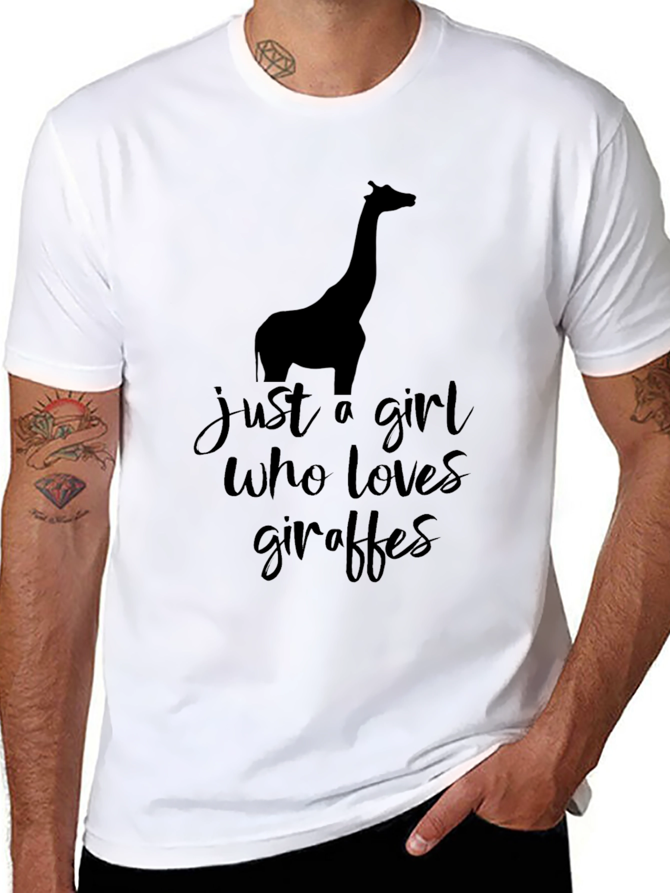 Giraffe Lovers Black Graphic T-Shirt