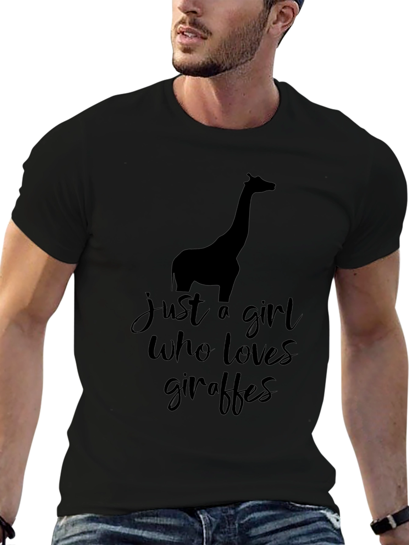 Giraffe Lovers Black Graphic T-Shirt