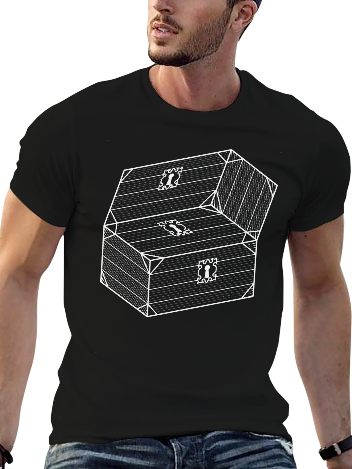 Pirates Booty Chest Graphic Tee - Black Cotton T-Shirt