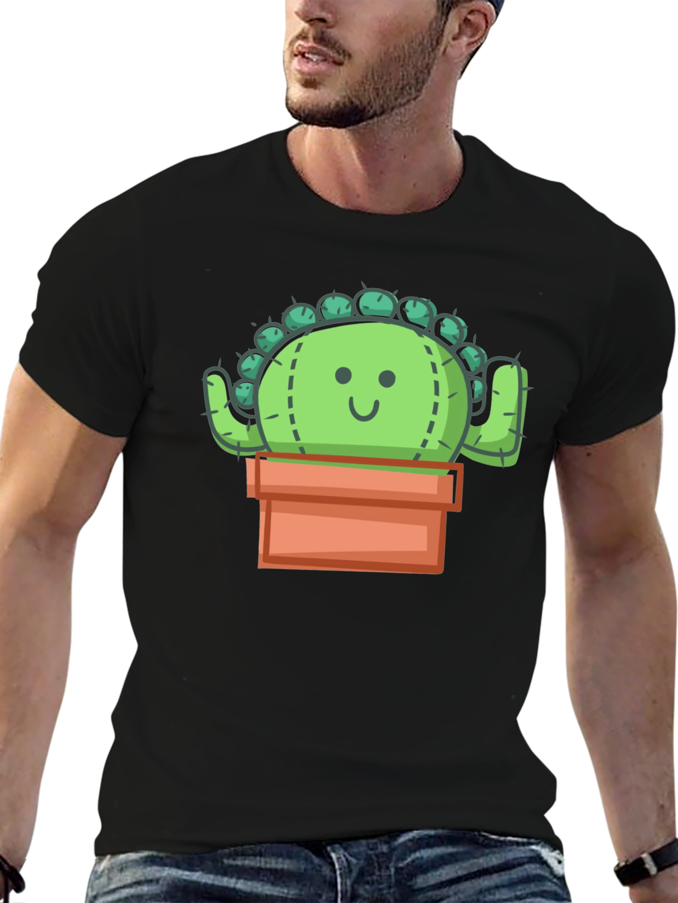 Cactus Graphic T-Shirt - Black Cotton Tee