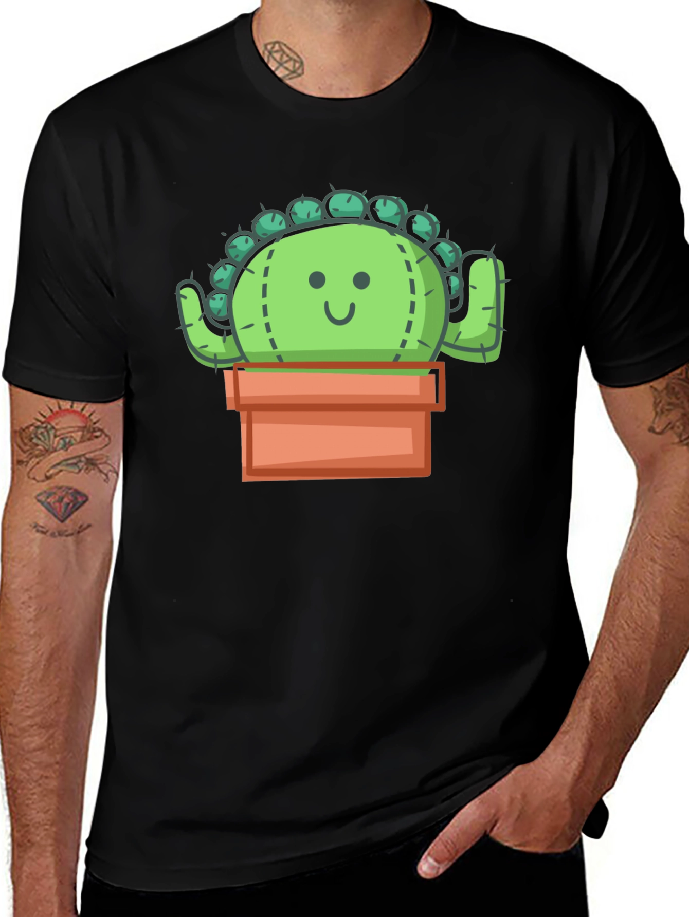 Cactus Graphic T-Shirt - Black Cotton Tee