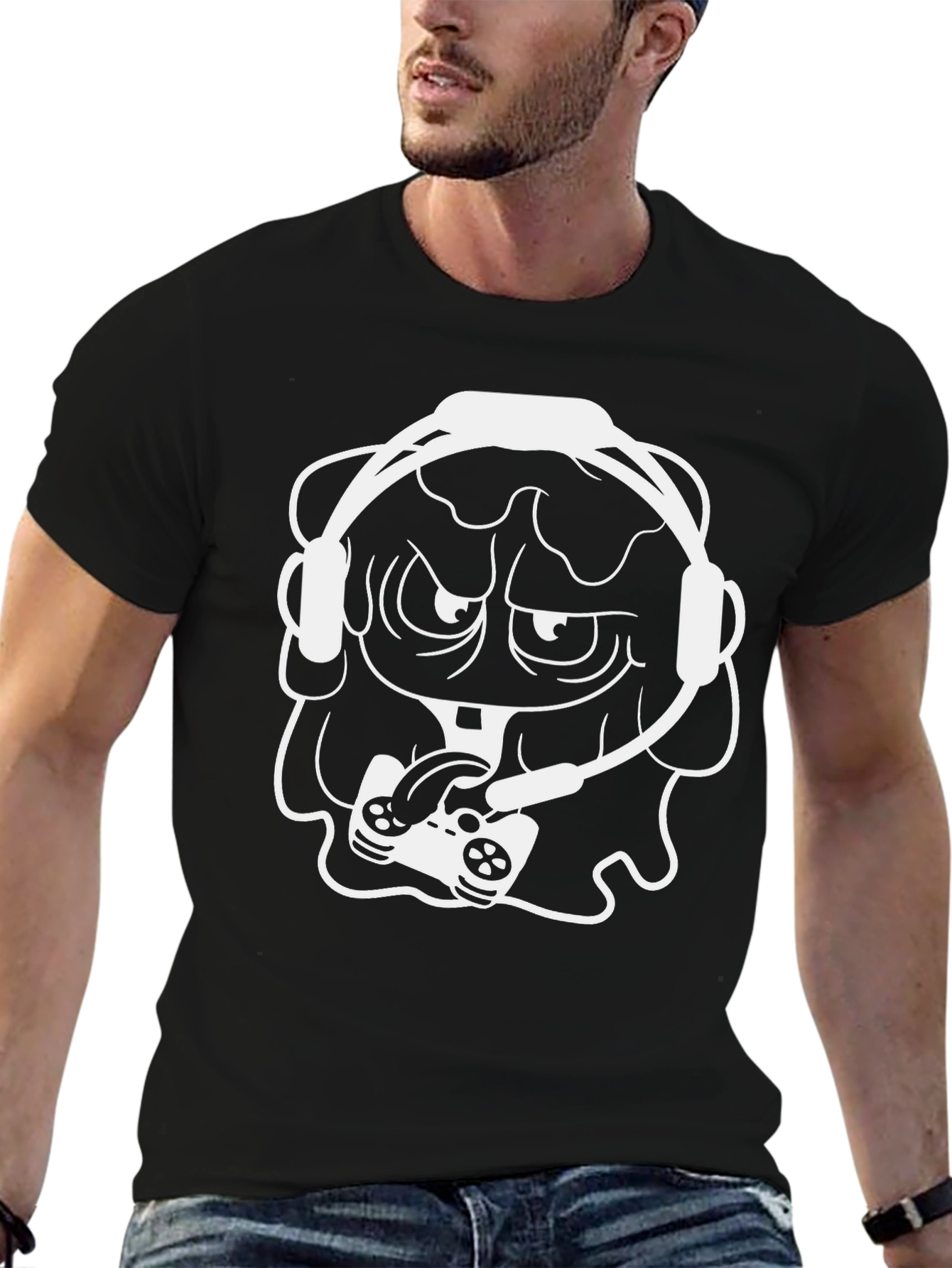 Gamer Monster Graphic T-Shirt - Black Cotton Tee