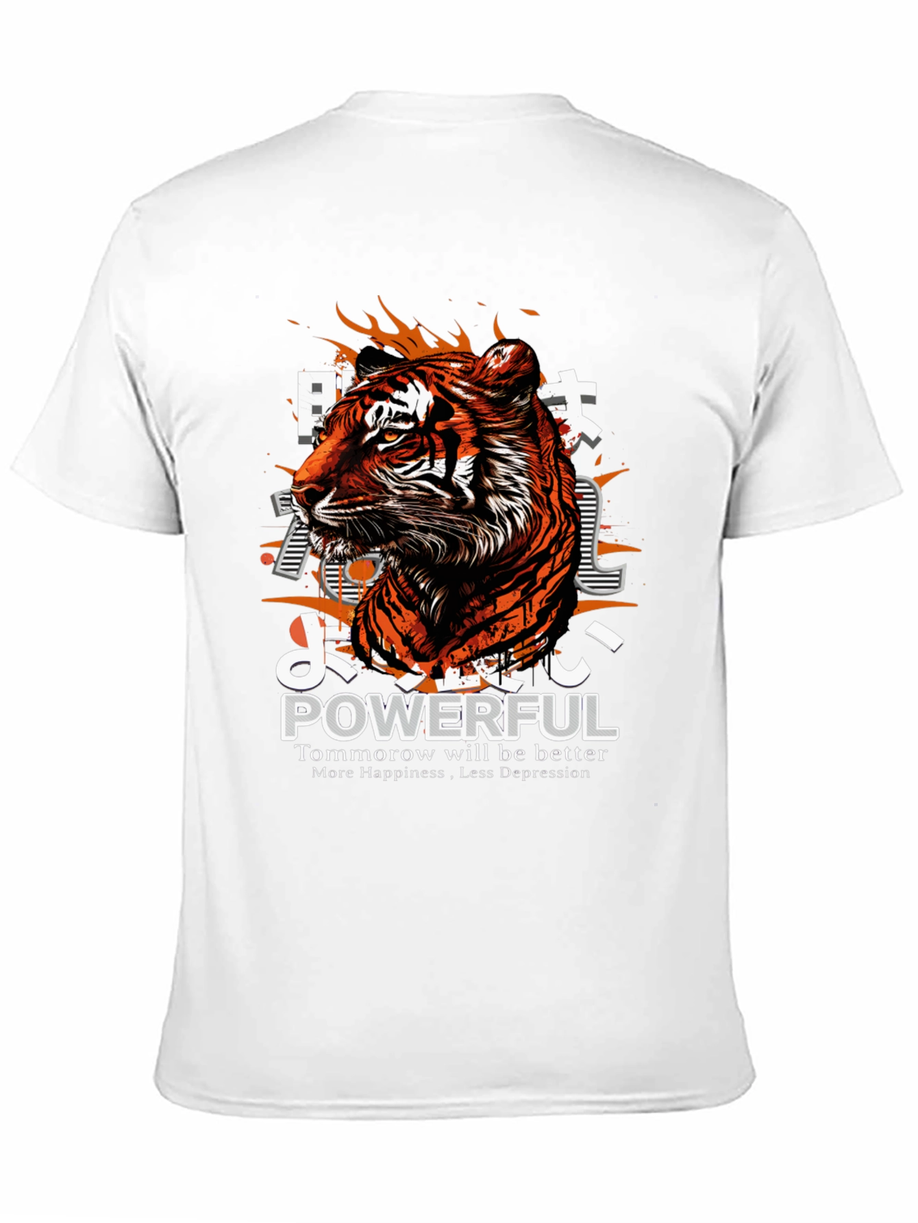 Powerful Tiger Graphic Print Black T-Shirt