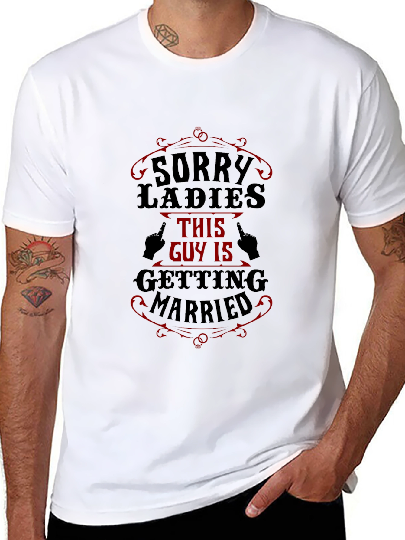 Sorry Ladies Getting Married Black Graphic T-Shirt