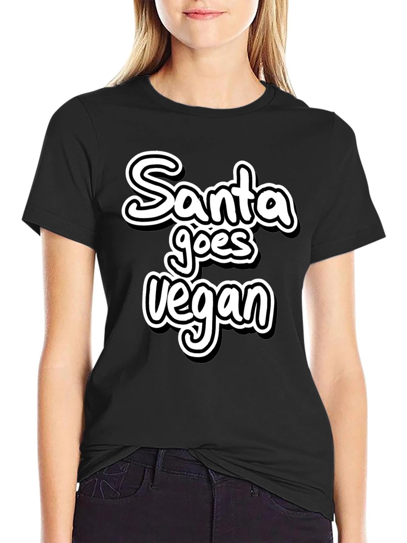 Santa Goes Vegan Black T-Shirt
