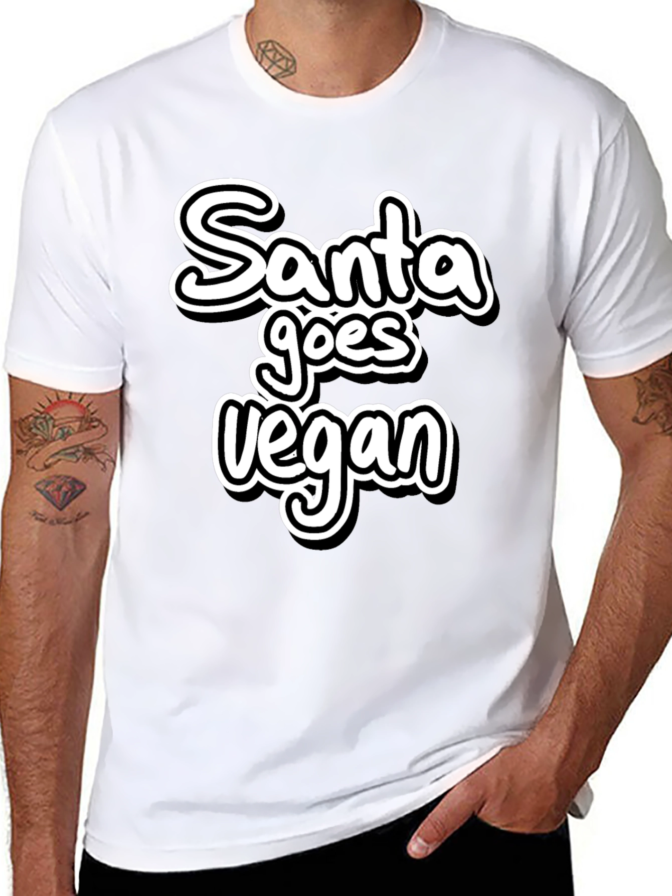 Santa Goes Vegan Black T-Shirt