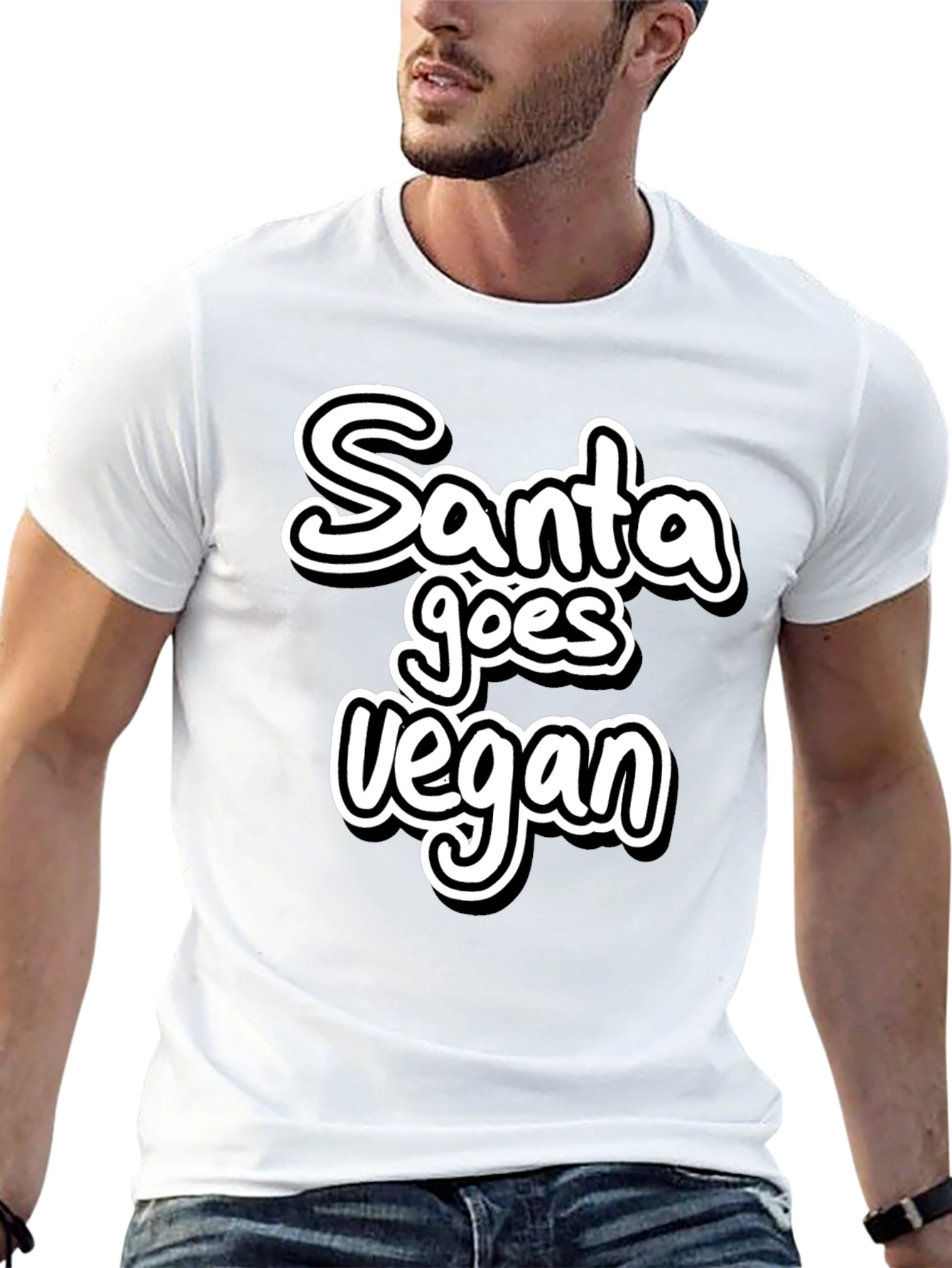 Santa Goes Vegan Black T-Shirt