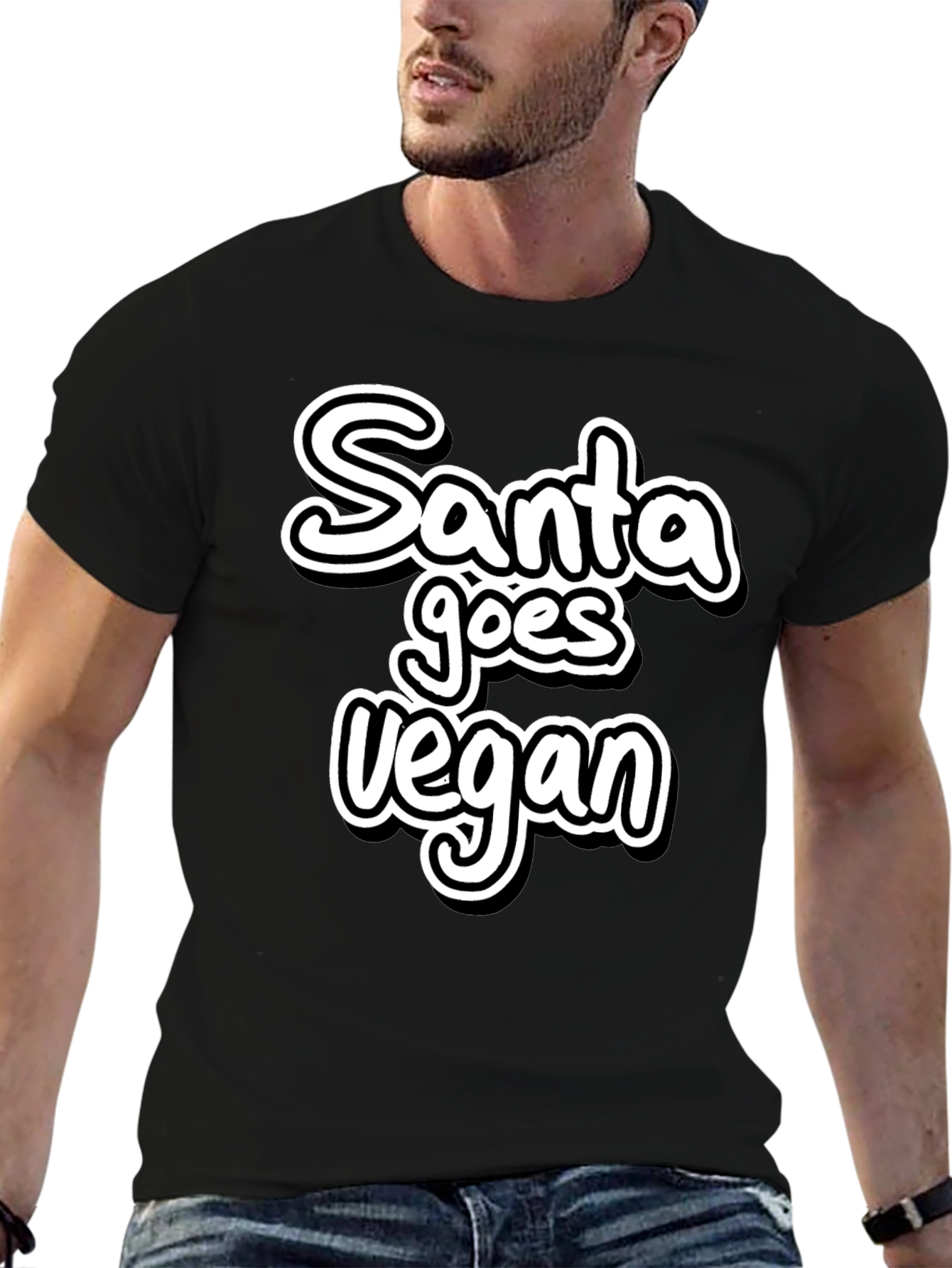 Santa Goes Vegan Black T-Shirt