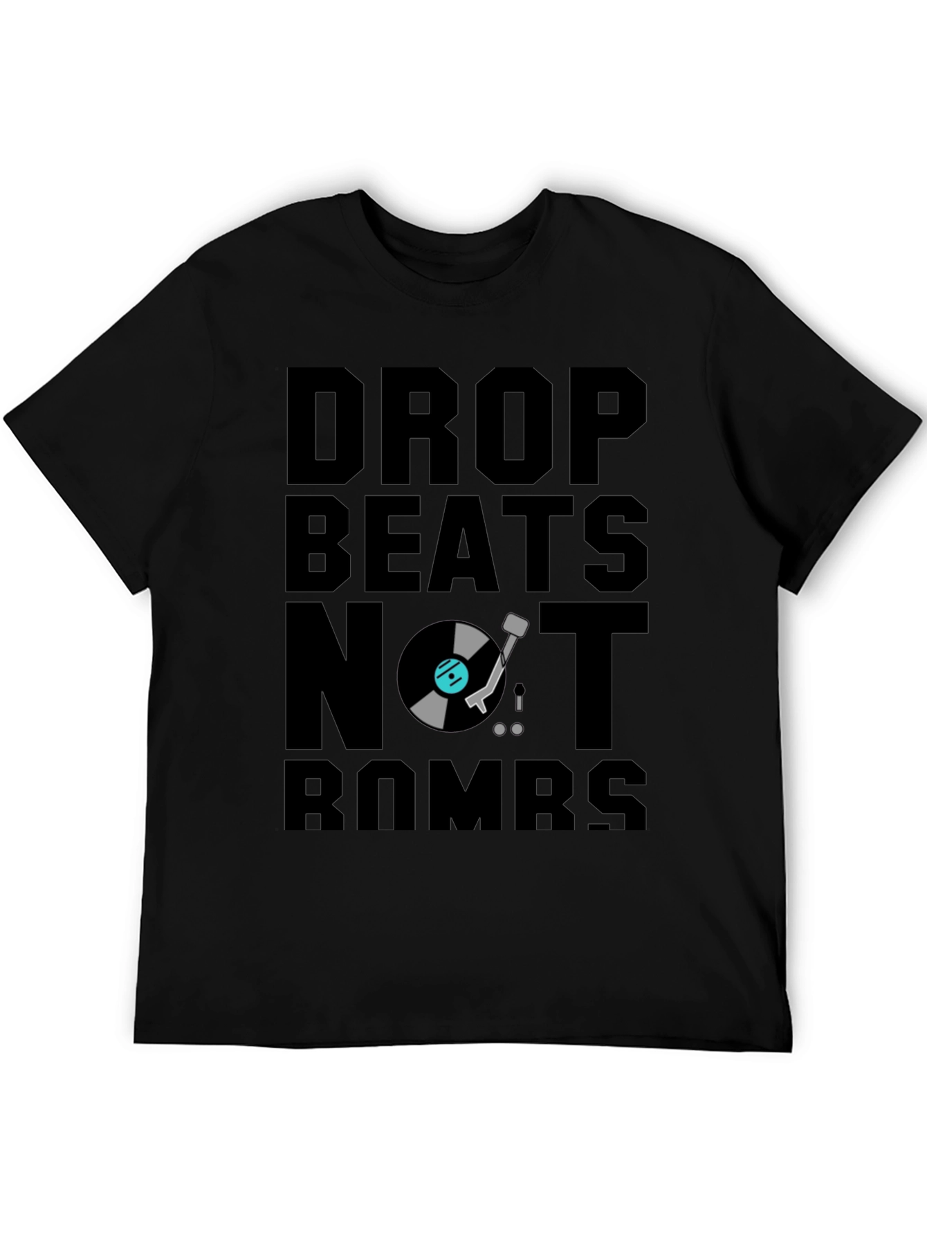 Drop Beats Not Bombs Black Graphic T-Shirt