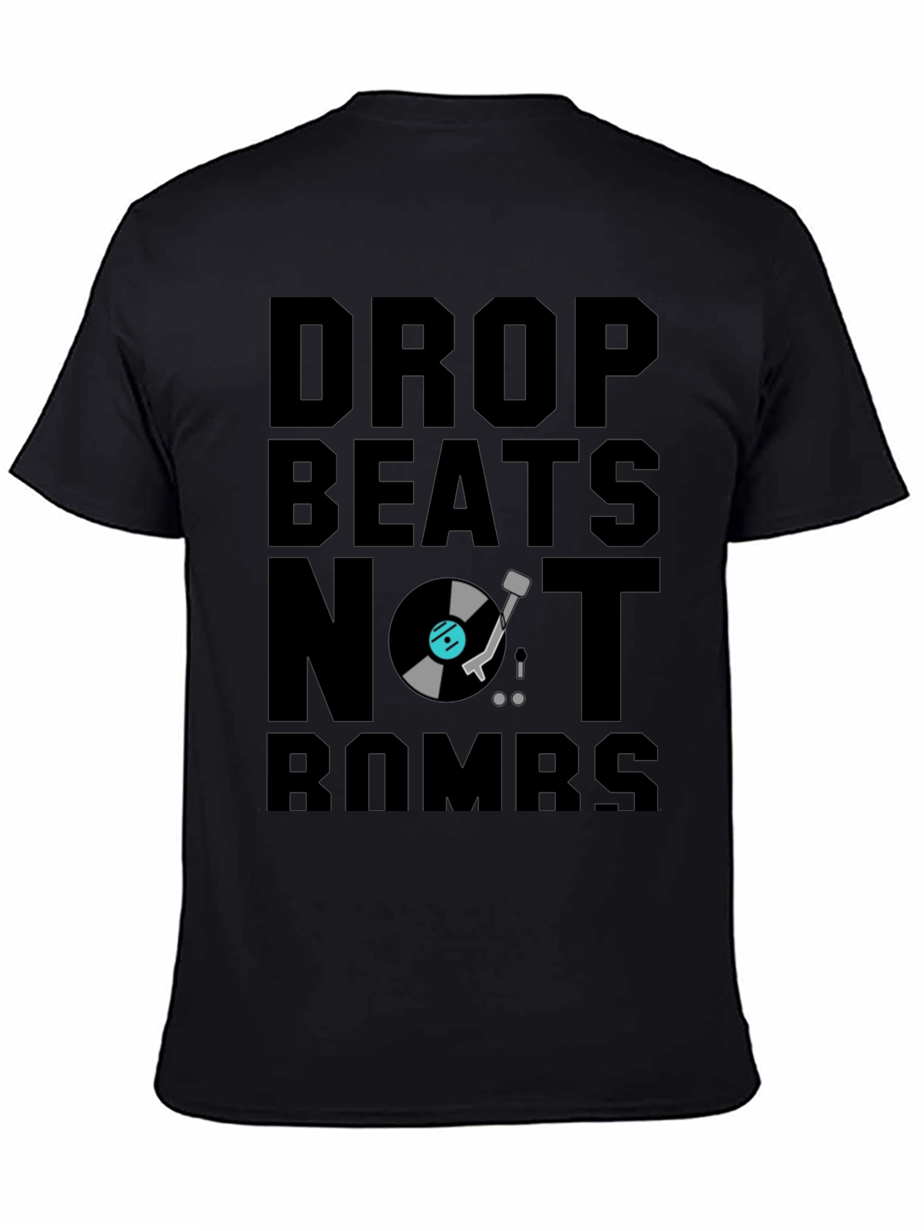 Drop Beats Not Bombs Black Graphic T-Shirt