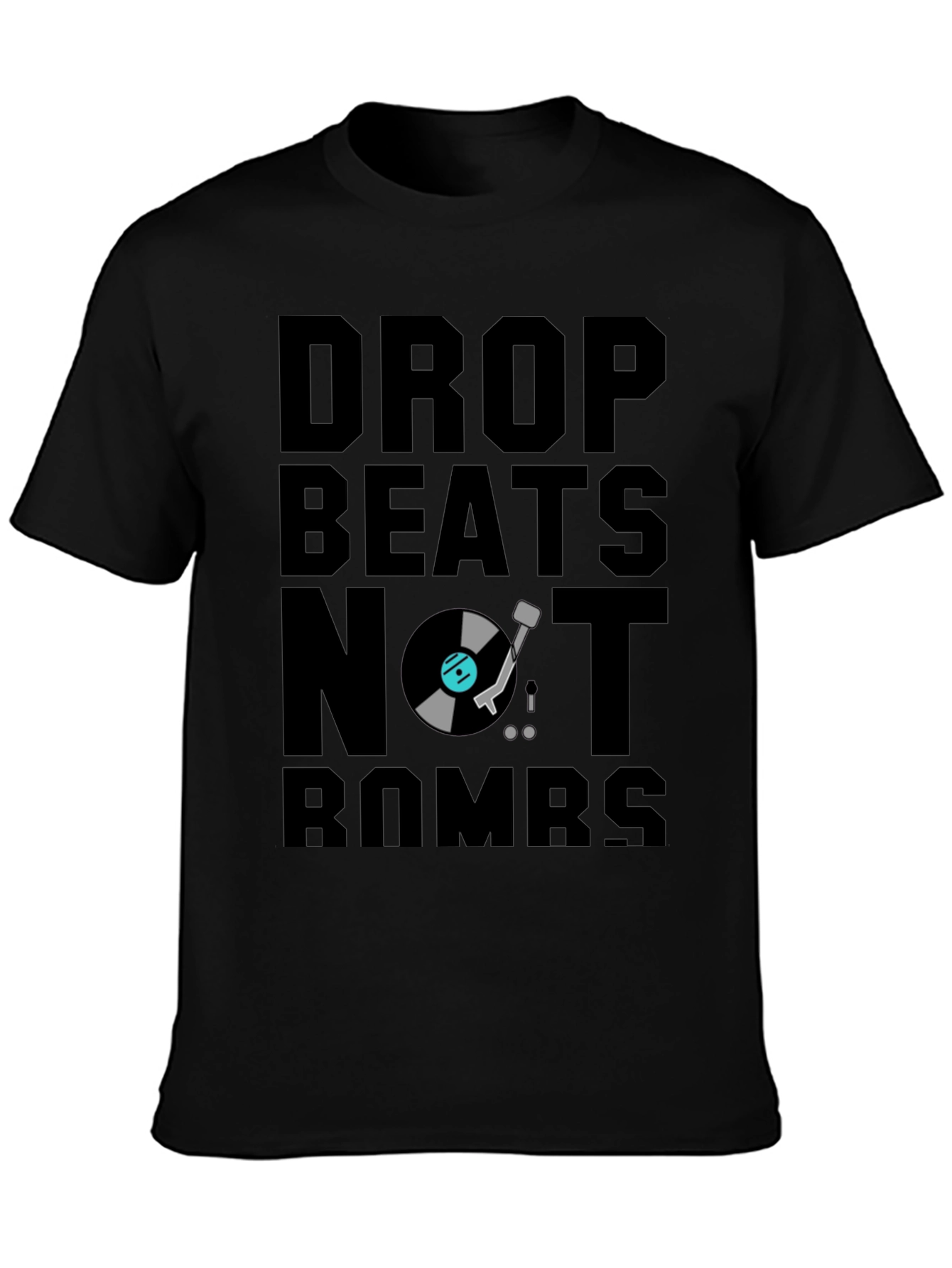 Drop Beats Not Bombs Black Graphic T-Shirt