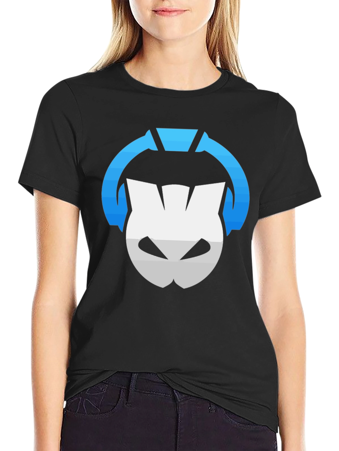 Black T-Shirt with Gaming Headset Logo