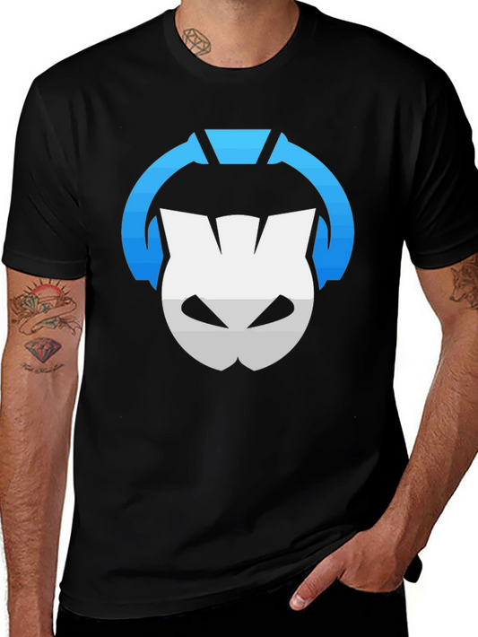 Black T-Shirt with Gaming Headset Logo