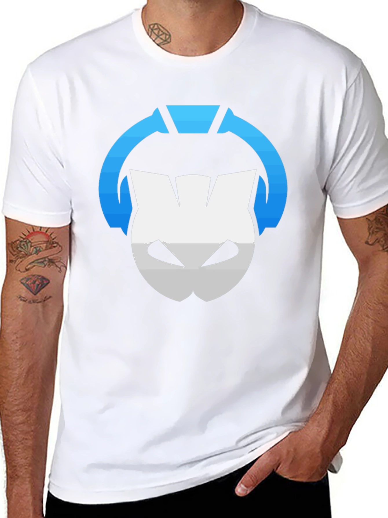 Black T-Shirt with Gaming Headset Logo