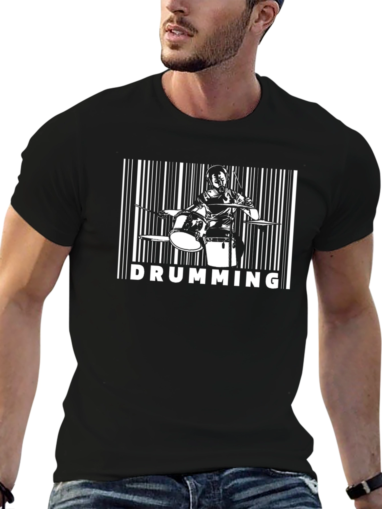 Drumming Barcode T-Shirt - Musician Gift