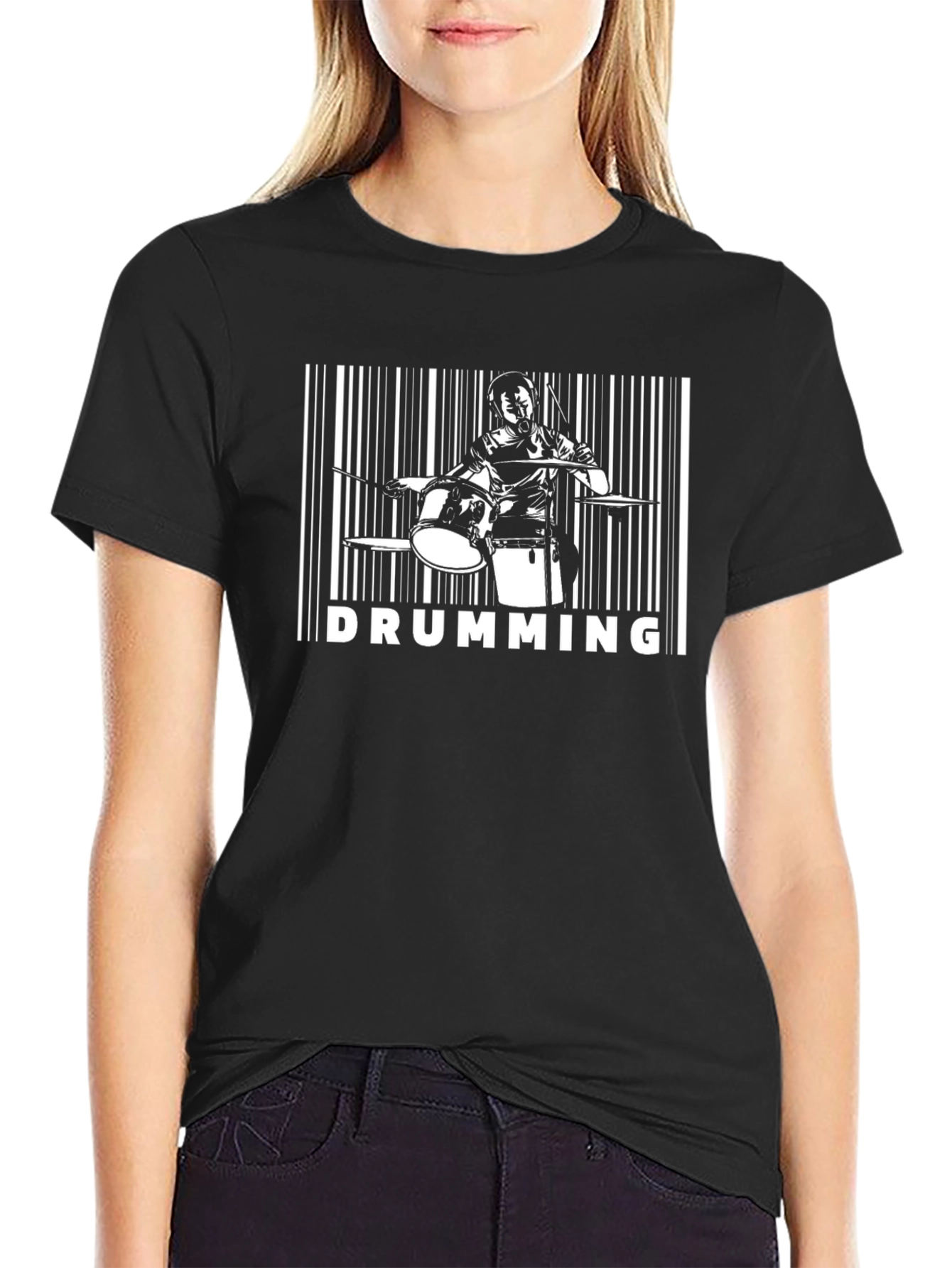 Drumming Barcode T-Shirt - Musician Gift