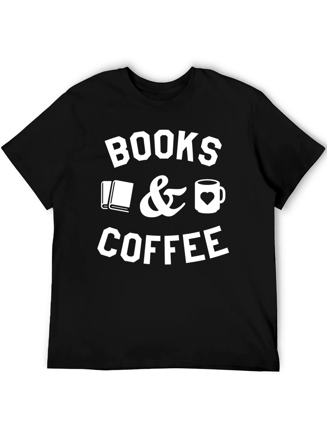 Books & Coffee Graphic T-Shirt - Black