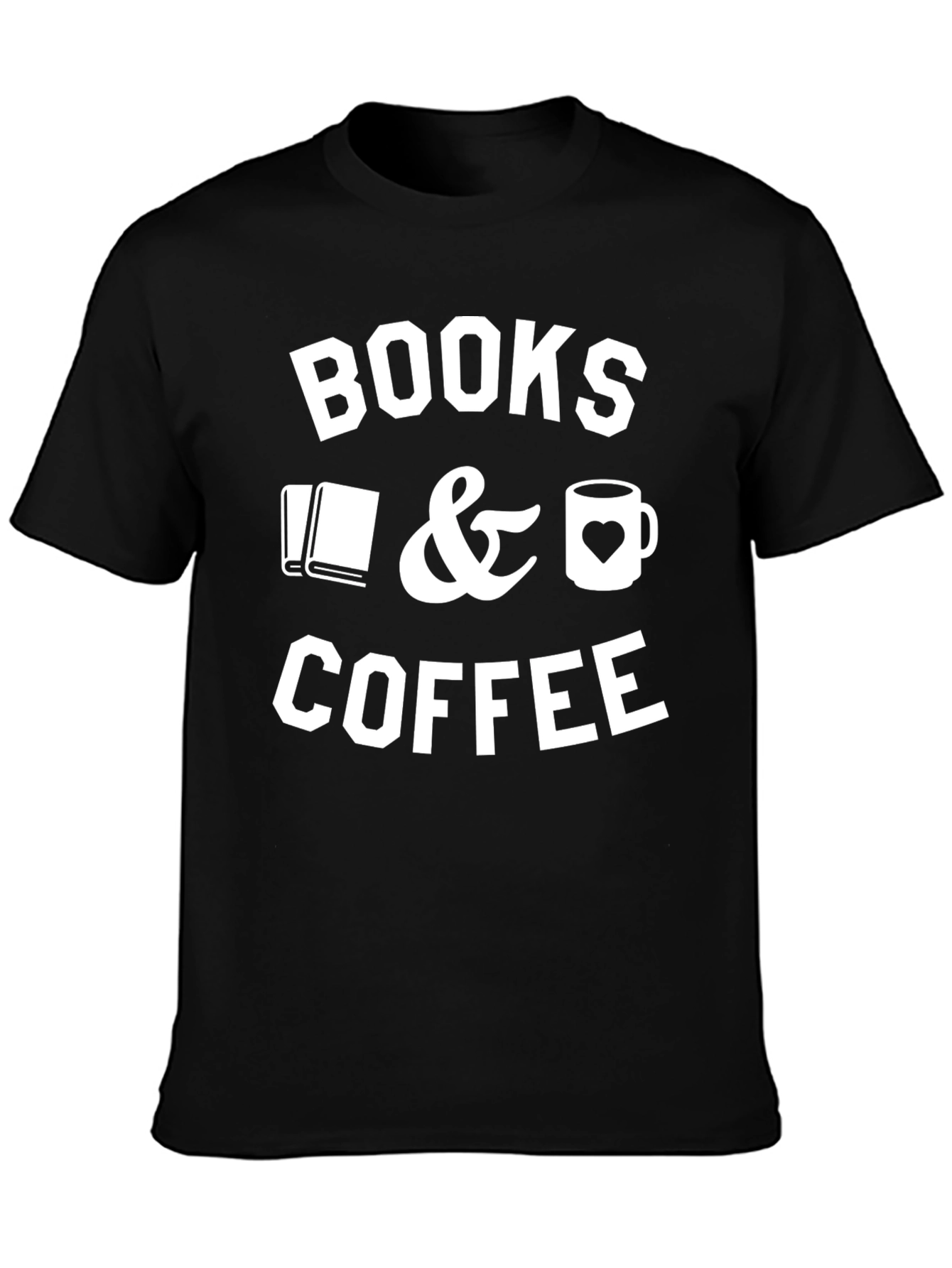Books & Coffee Graphic T-Shirt - Black
