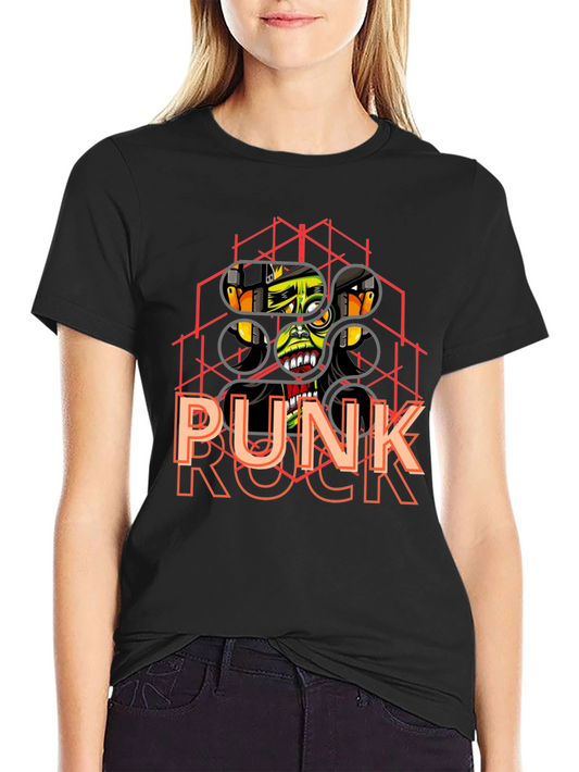 Punk Rock Graphic Tee - Black Cotton