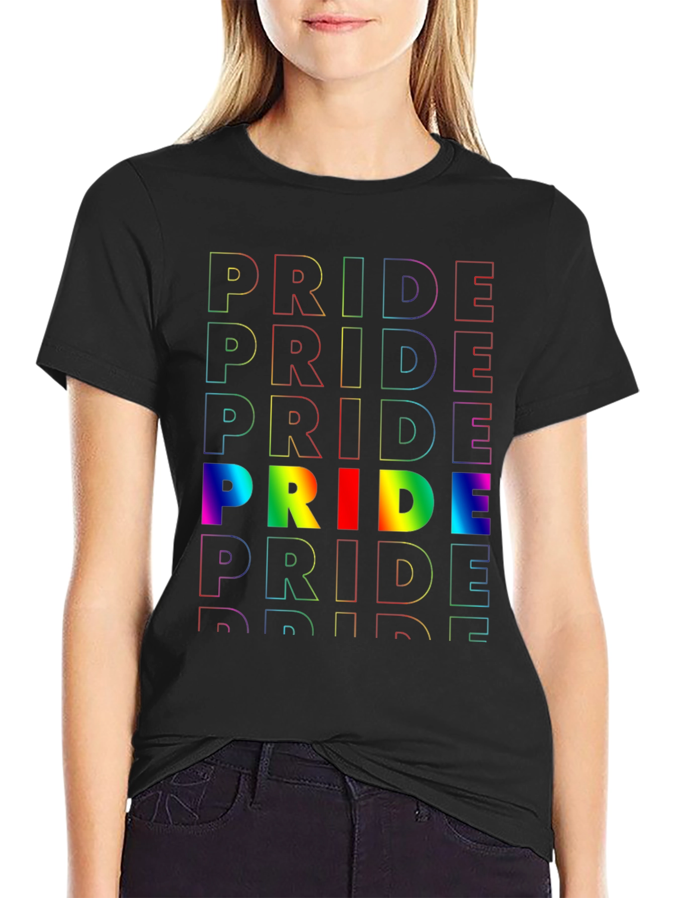 Pride Rainbow Graphic Tee - Black Cotton Unisex Shirt