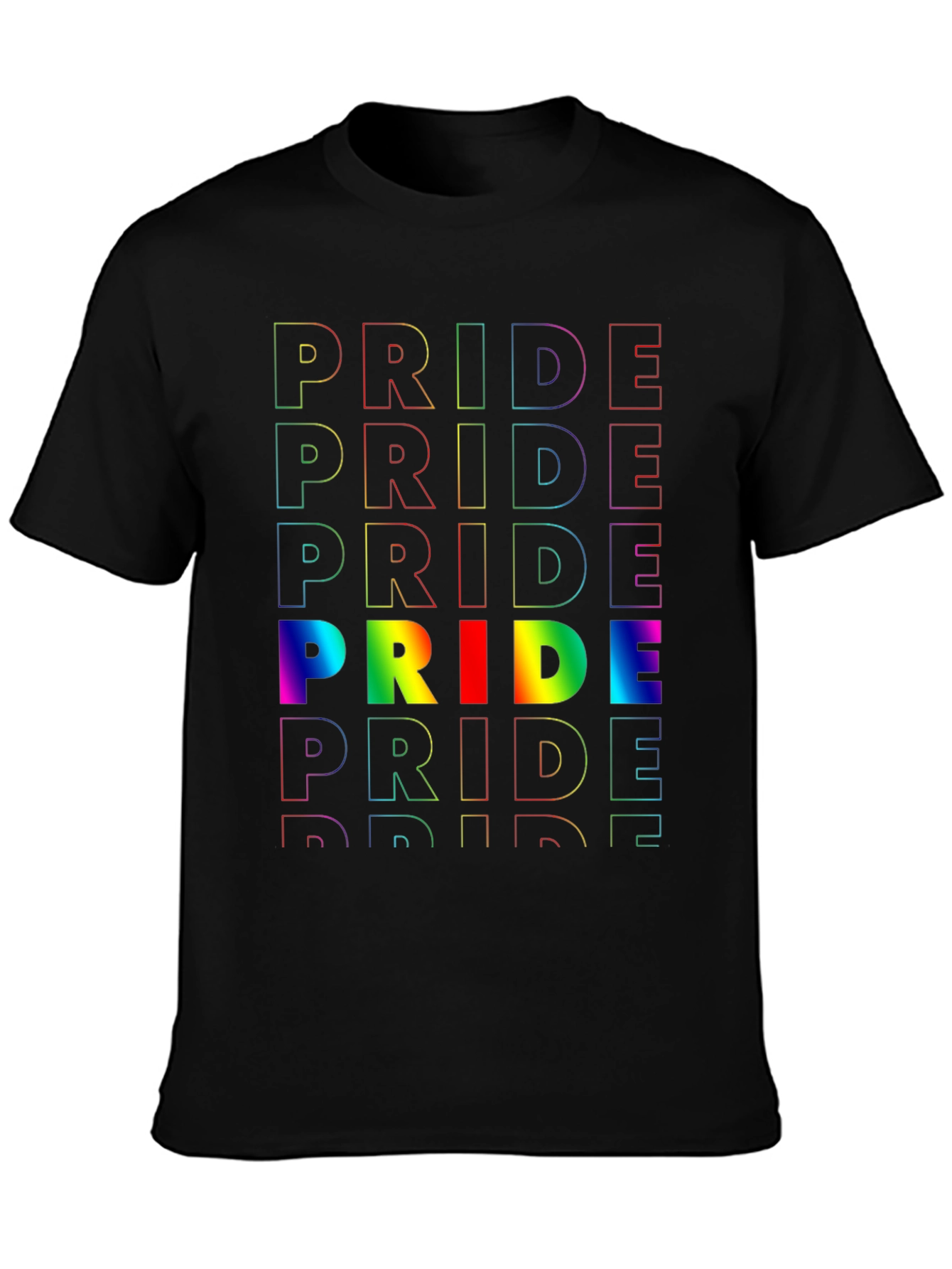 Pride Rainbow Graphic Tee - Black Cotton Unisex Shirt