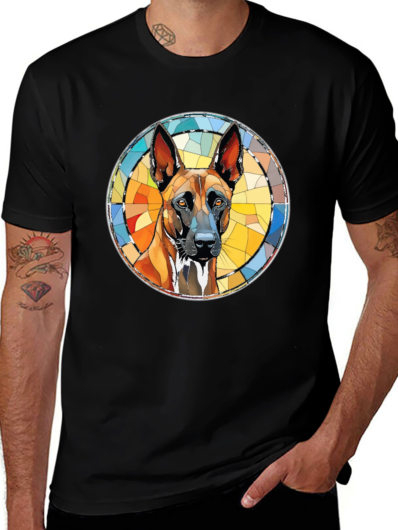 Belgian Malinois Geometric T-Shirt – Stylish Dog Lover Graphic Tee Gift
