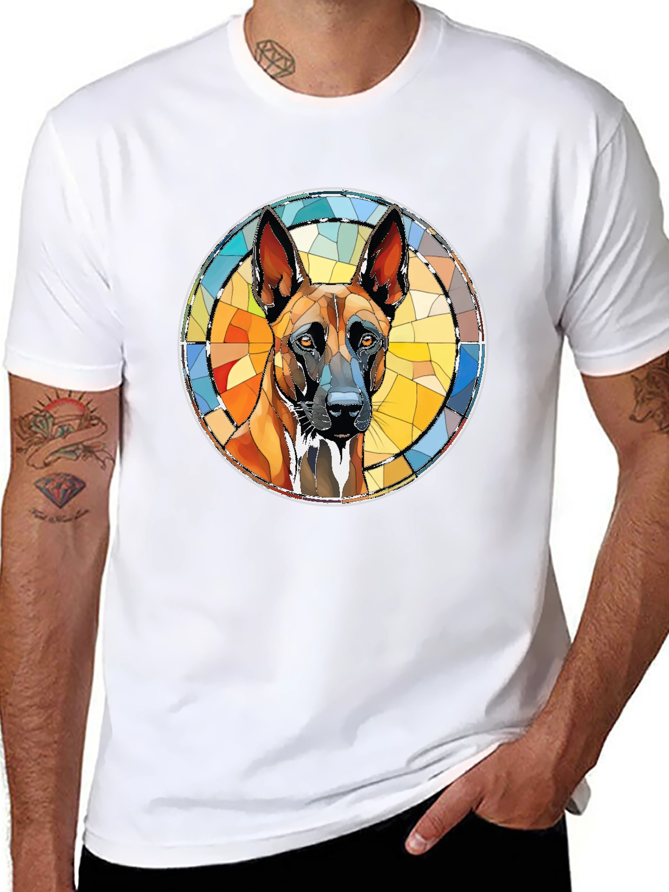 Belgian Malinois Geometric T-Shirt – Stylish Dog Lover Graphic Tee Gift