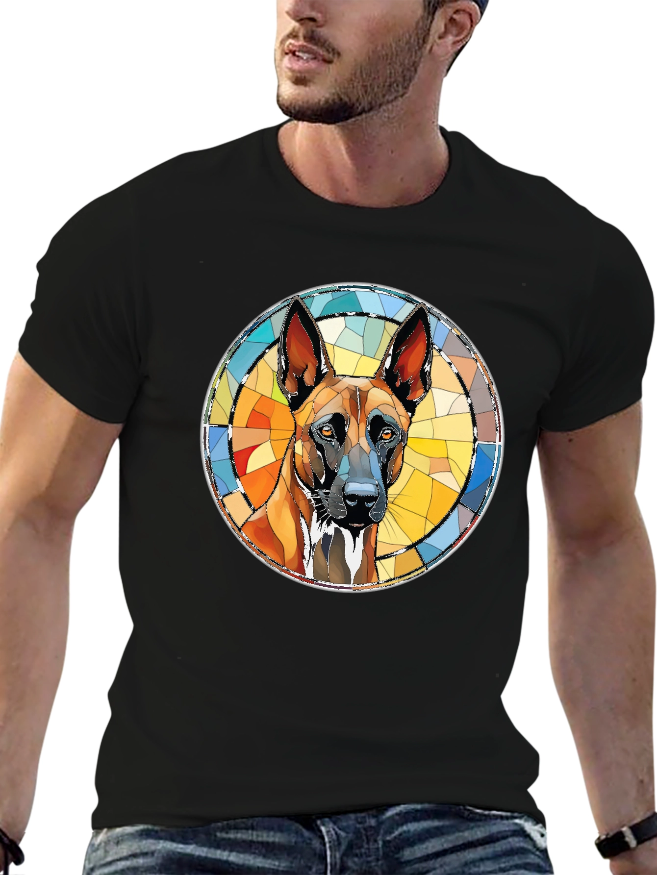 Belgian Malinois Geometric T-Shirt – Stylish Dog Lover Graphic Tee Gift