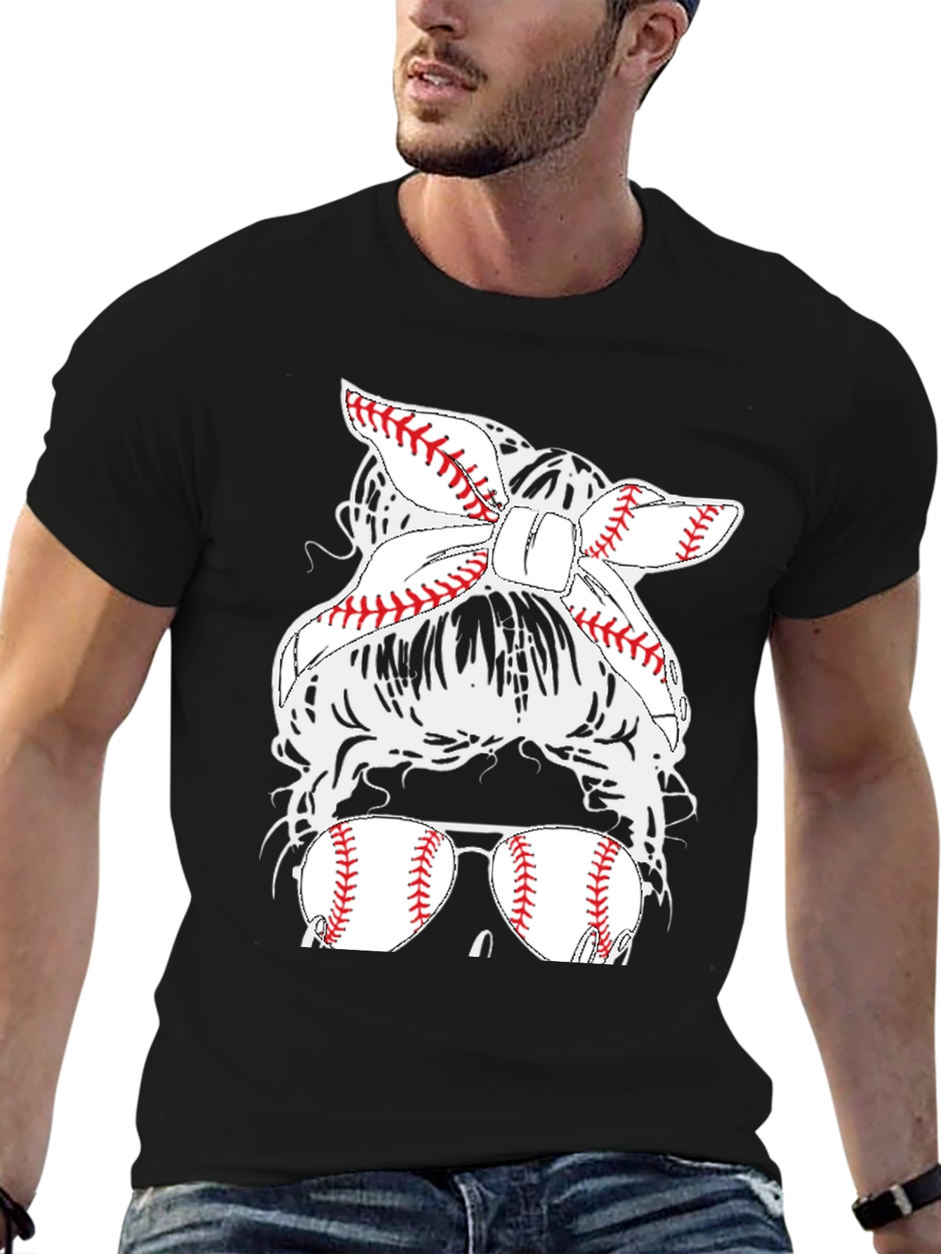 Baseball Mom Messy Bun T-Shirt