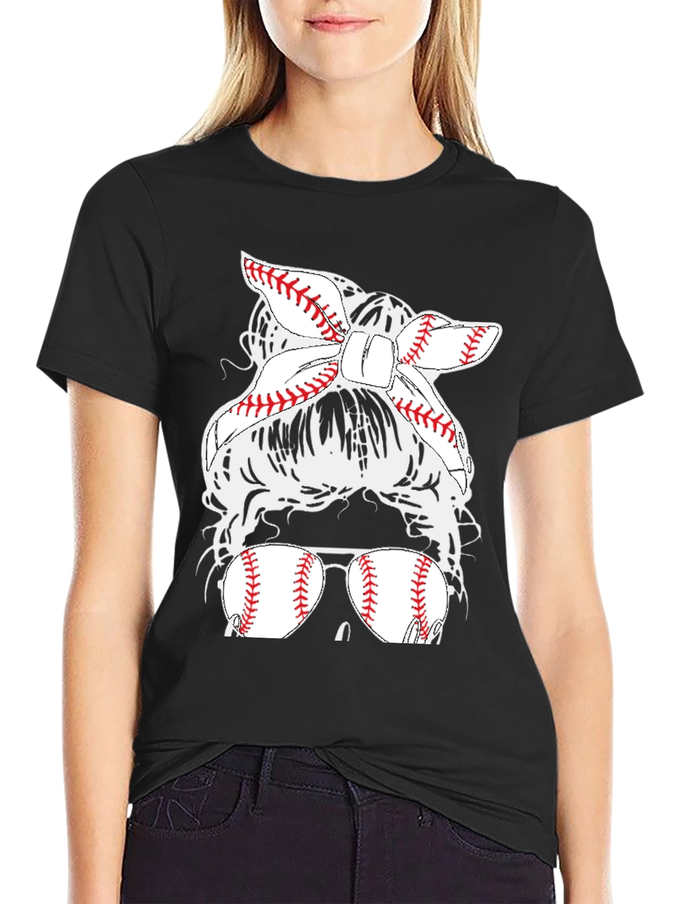 Baseball Mom Messy Bun T-Shirt