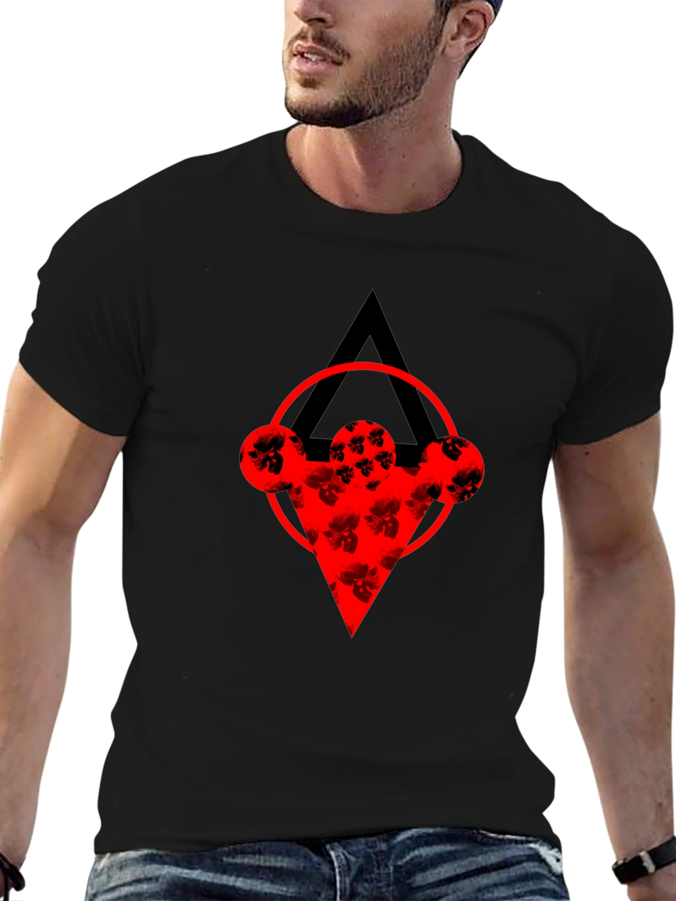 Abstract Graphic Tee - Black Cotton Blend