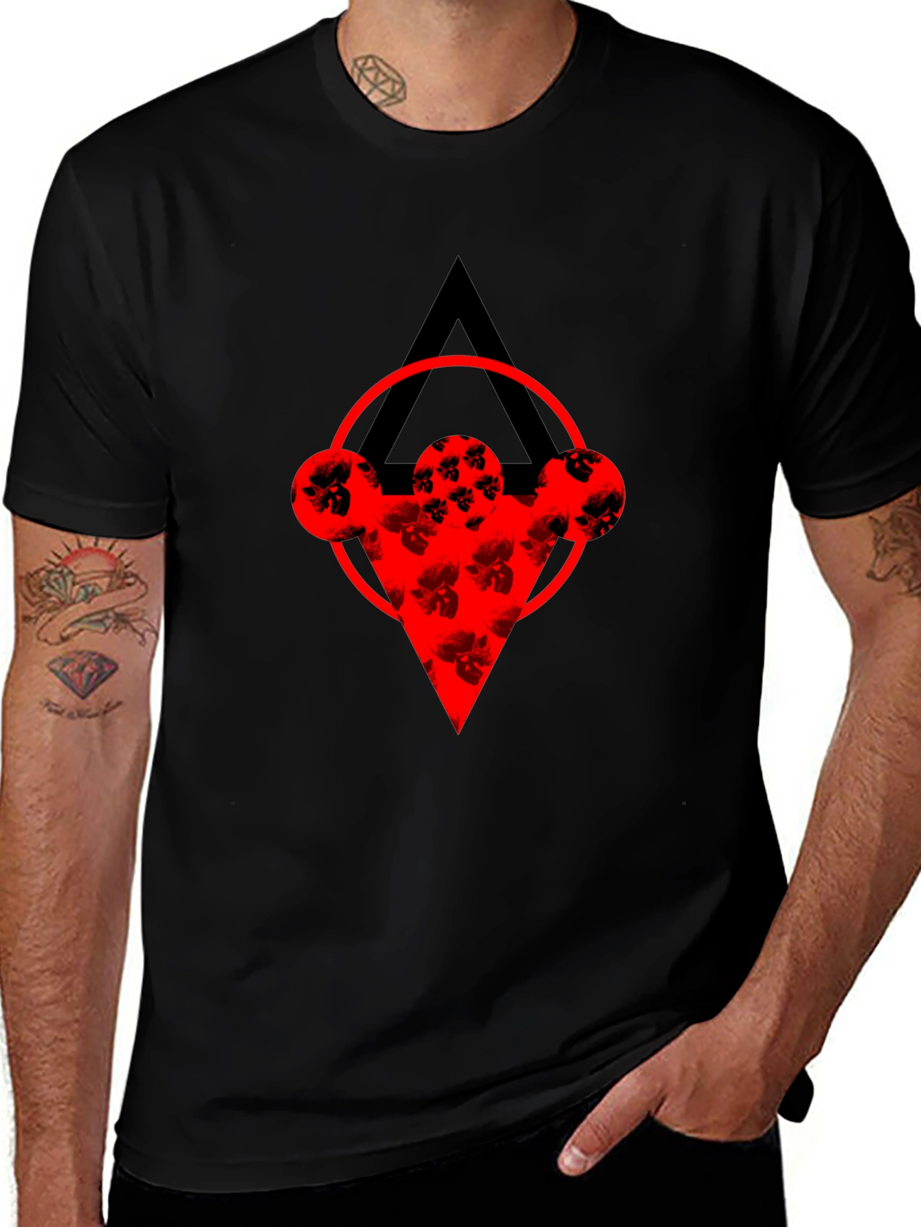 Abstract Graphic Tee - Black Cotton Blend