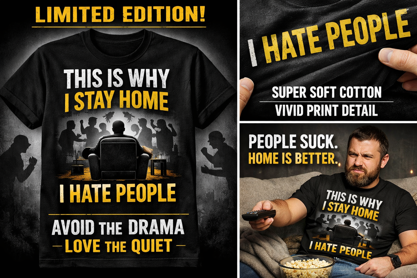 This Is Why I Stay Home – I Hate People Funny T-Shirt